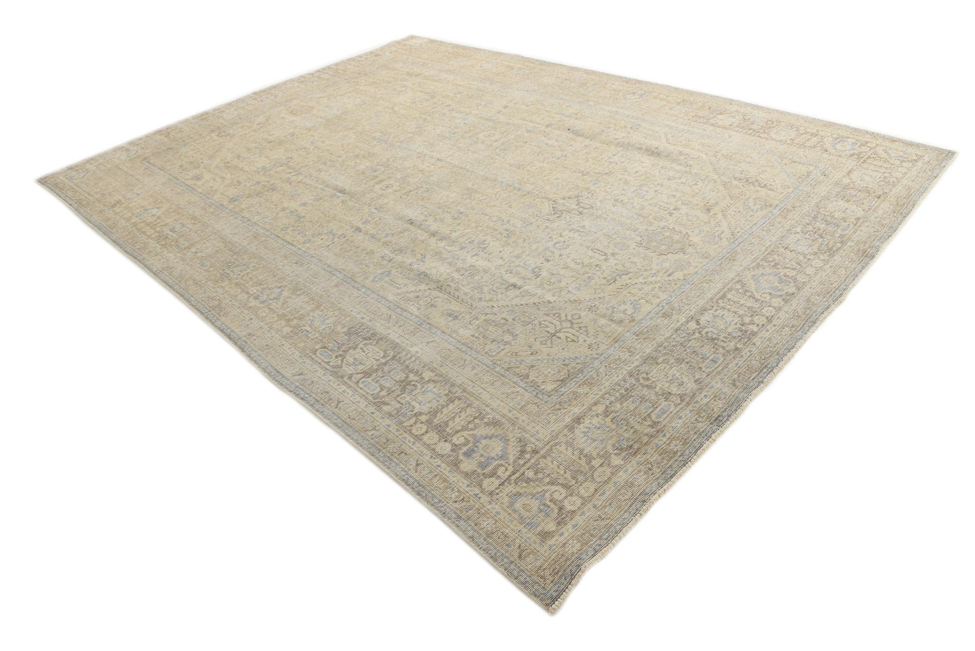 9' 5 x 12' 10 Hand Knotted Ultra Vintage Persian Wool Rug