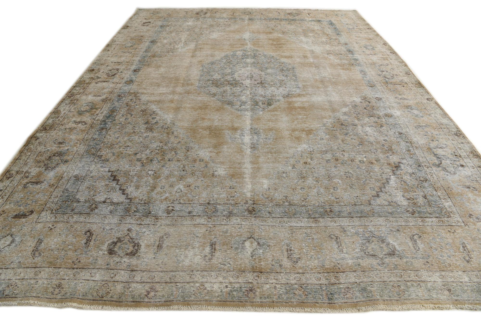 9' 8 x 12' 9 Hand Knotted Ultra Vintage Persian Wool Rug