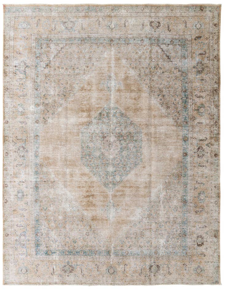 Detail image of 9' 8 x 12' 9 Hand Knotted Ultra Vintage Persian Wool Rug