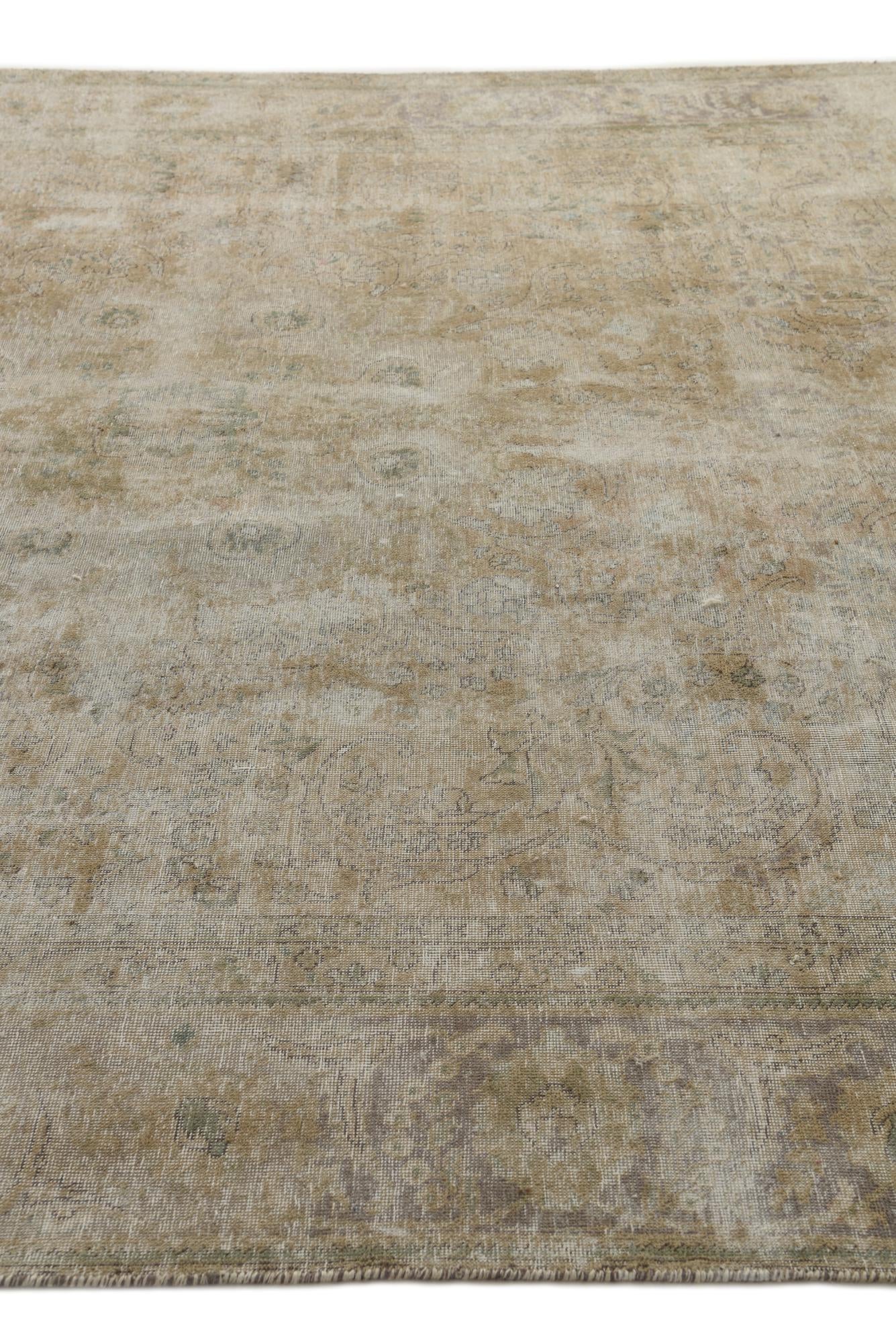 9' x 12' 8 Hand Knotted Ultra Vintage Persian Wool Rug
