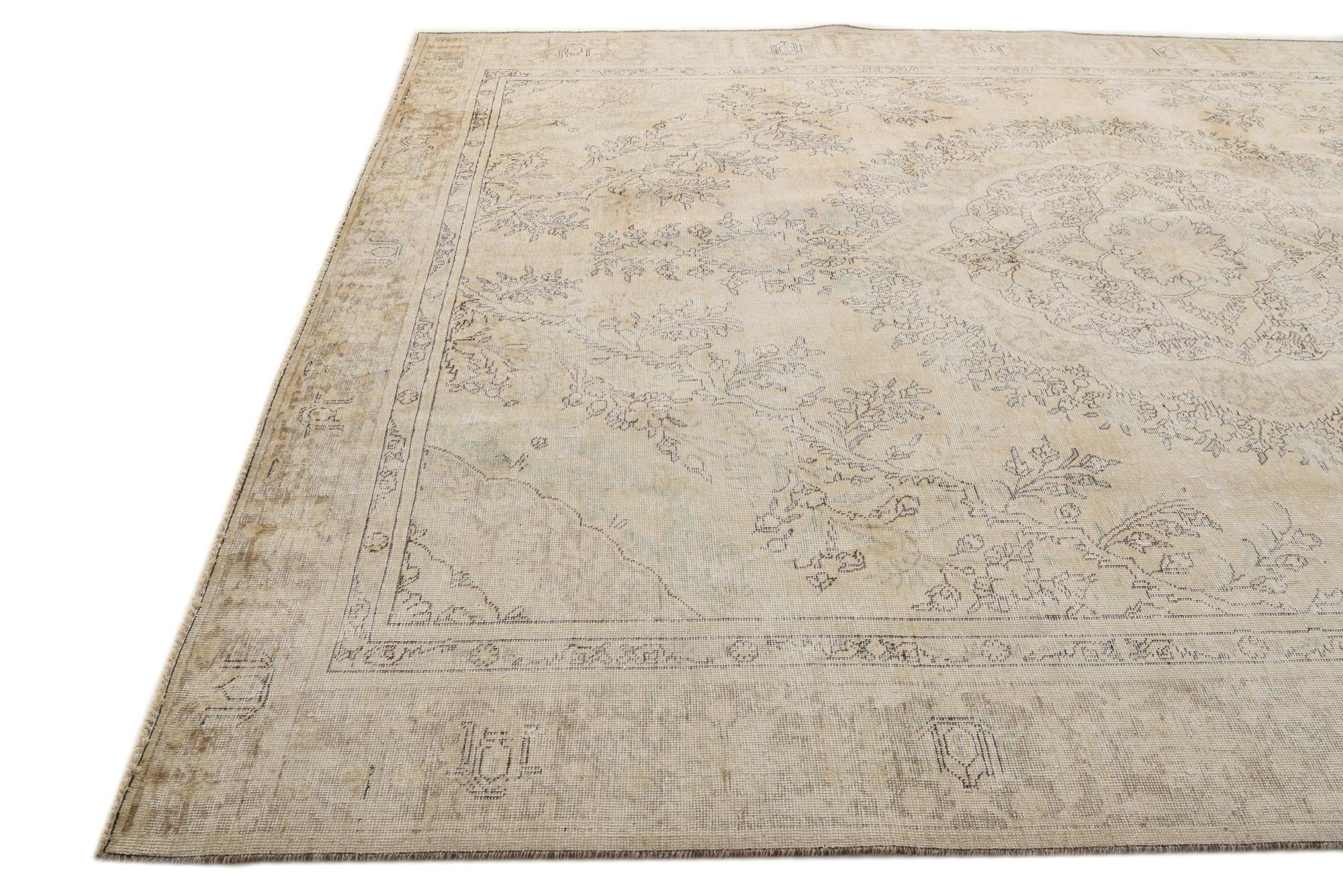 8' 11 x 12' 4 Hand Knotted Ultra Vintage Persian Wool Rug
