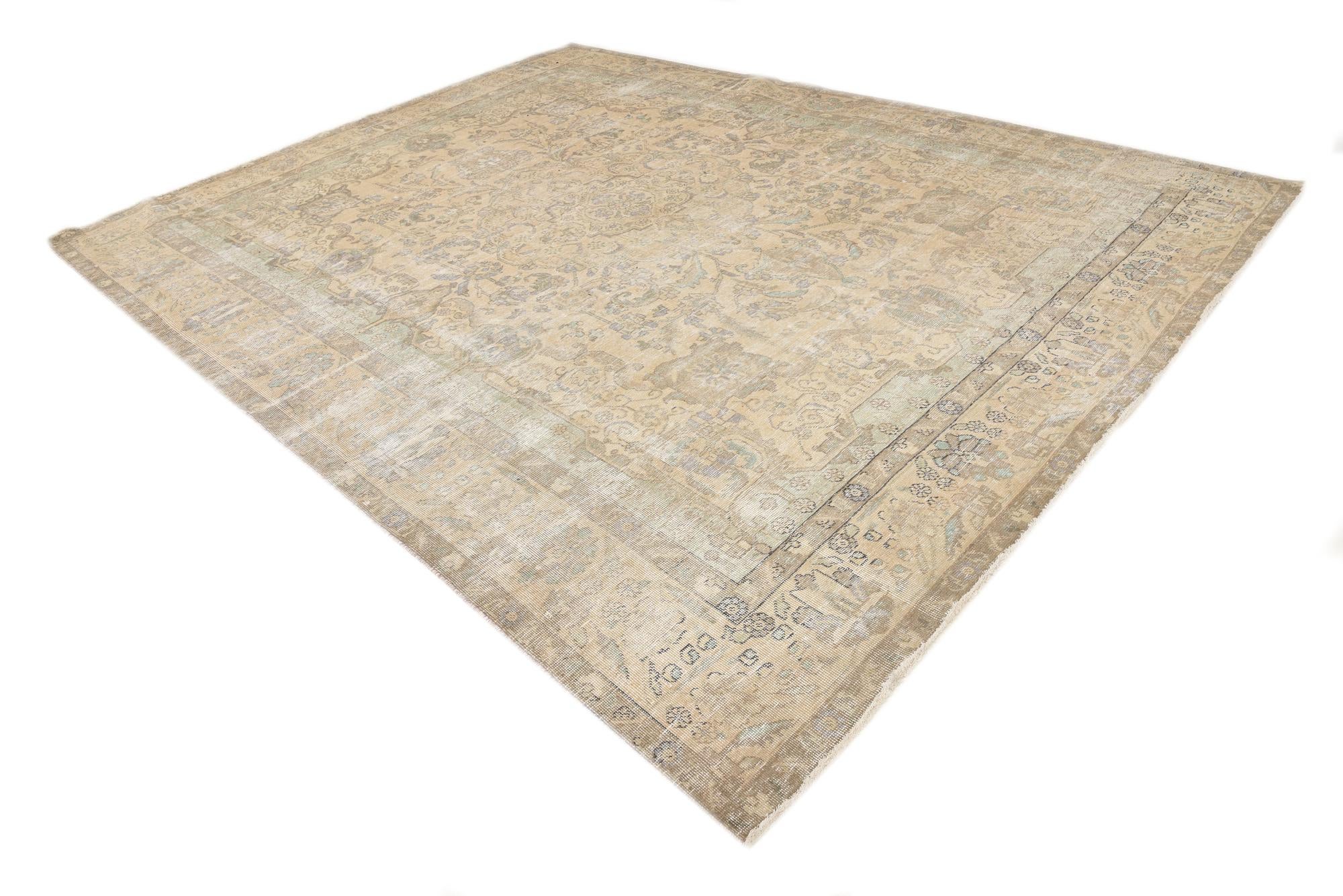 10' x 12' 6 Hand Knotted Ultra Vintage Persian Wool Rug