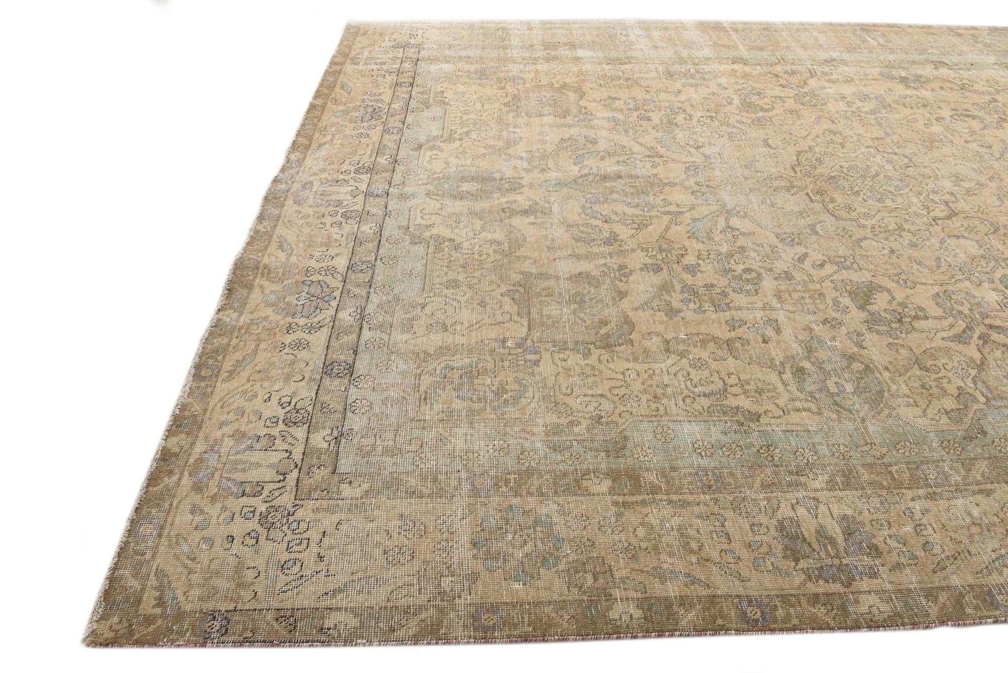 10' x 12' 6 Hand Knotted Ultra Vintage Persian Wool Rug