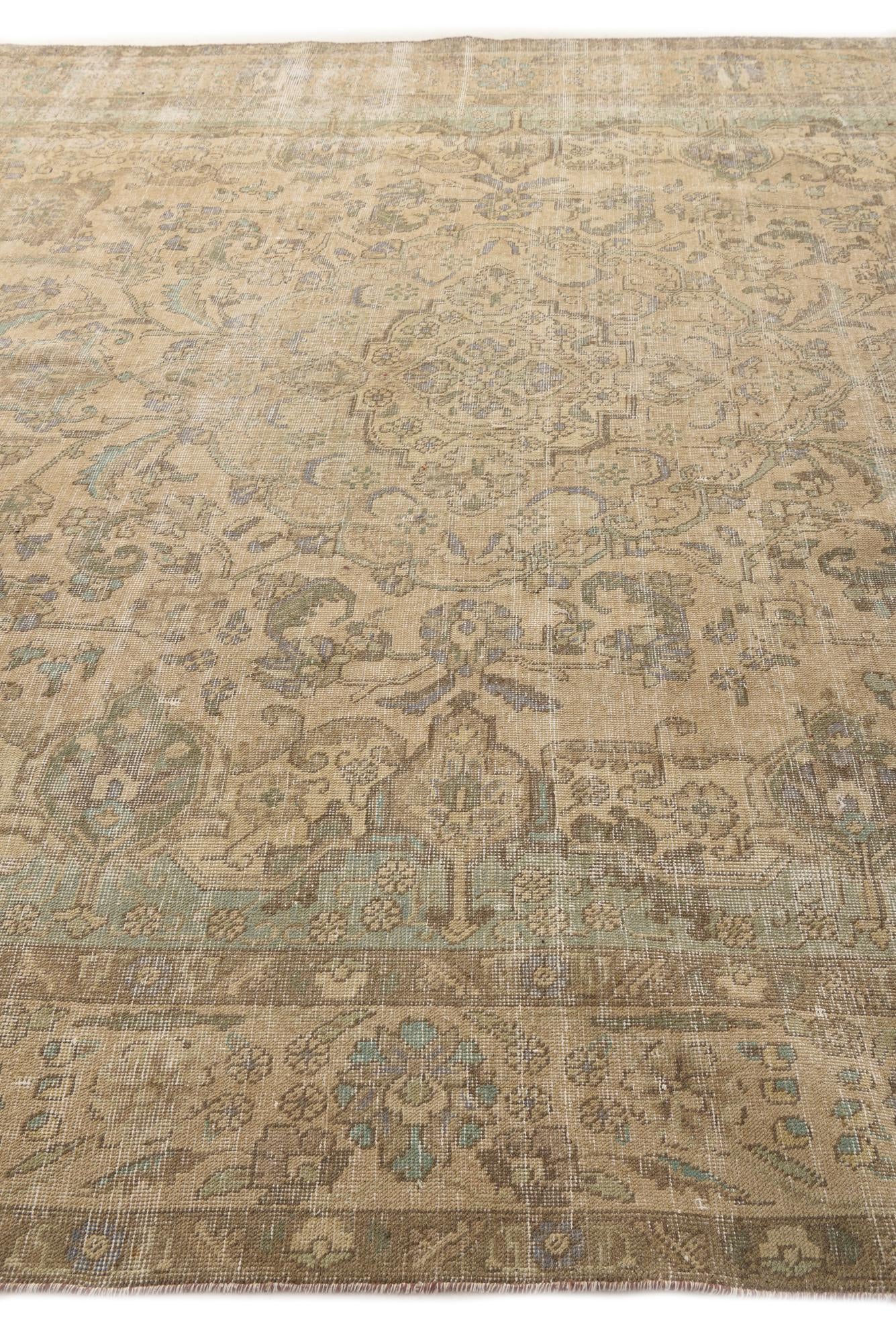 10' x 12' 6 Hand Knotted Ultra Vintage Persian Wool Rug