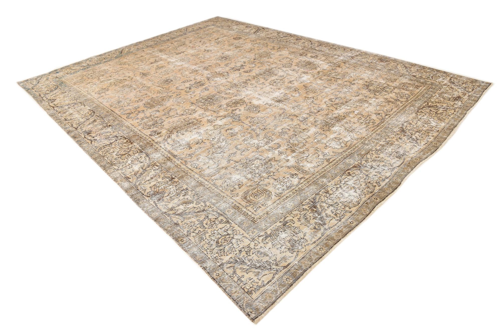 9' 8 x 12' 6 Hand Knotted Ultra Vintage Persian Wool Rug