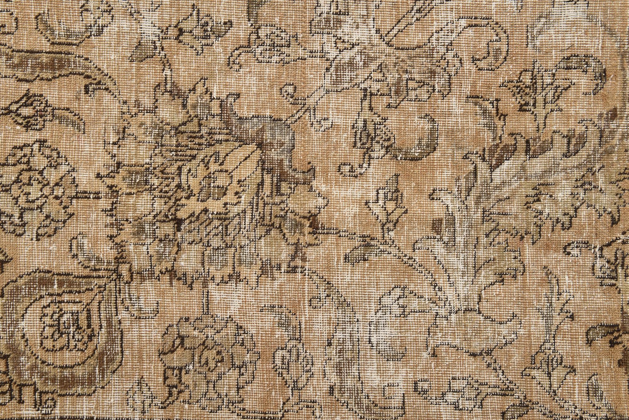 9' 8 x 12' 6 Hand Knotted Ultra Vintage Persian Wool Rug