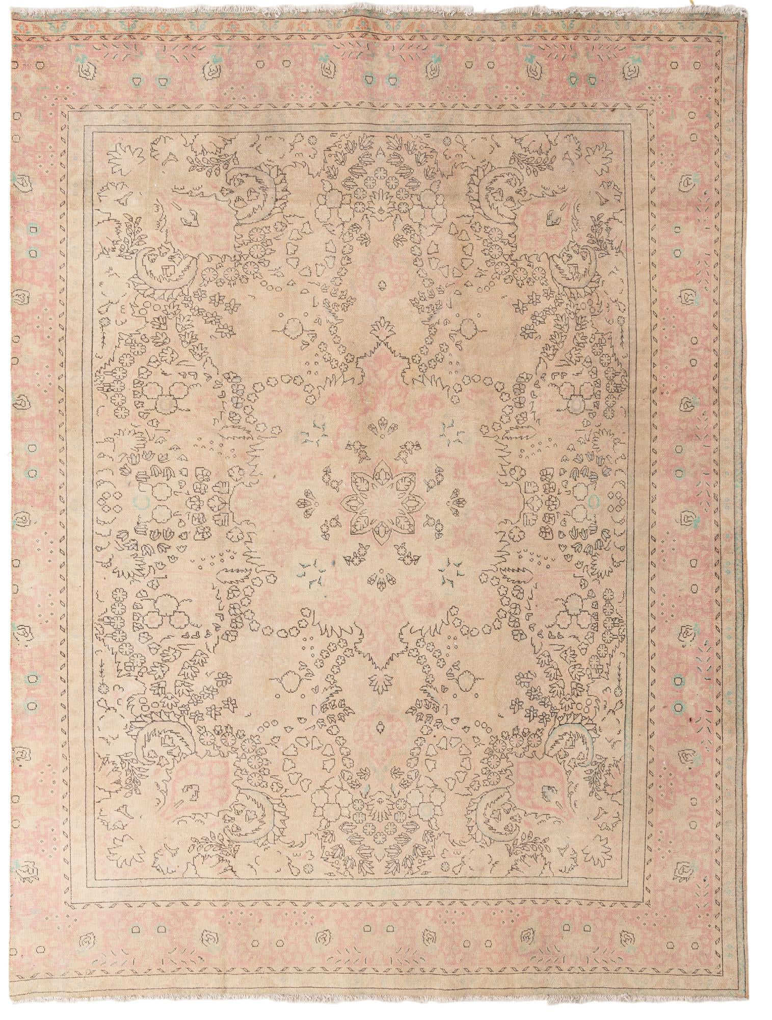 9' 4 x 12' 4 Hand Knotted Ultra Vintage Persian Wool Rug