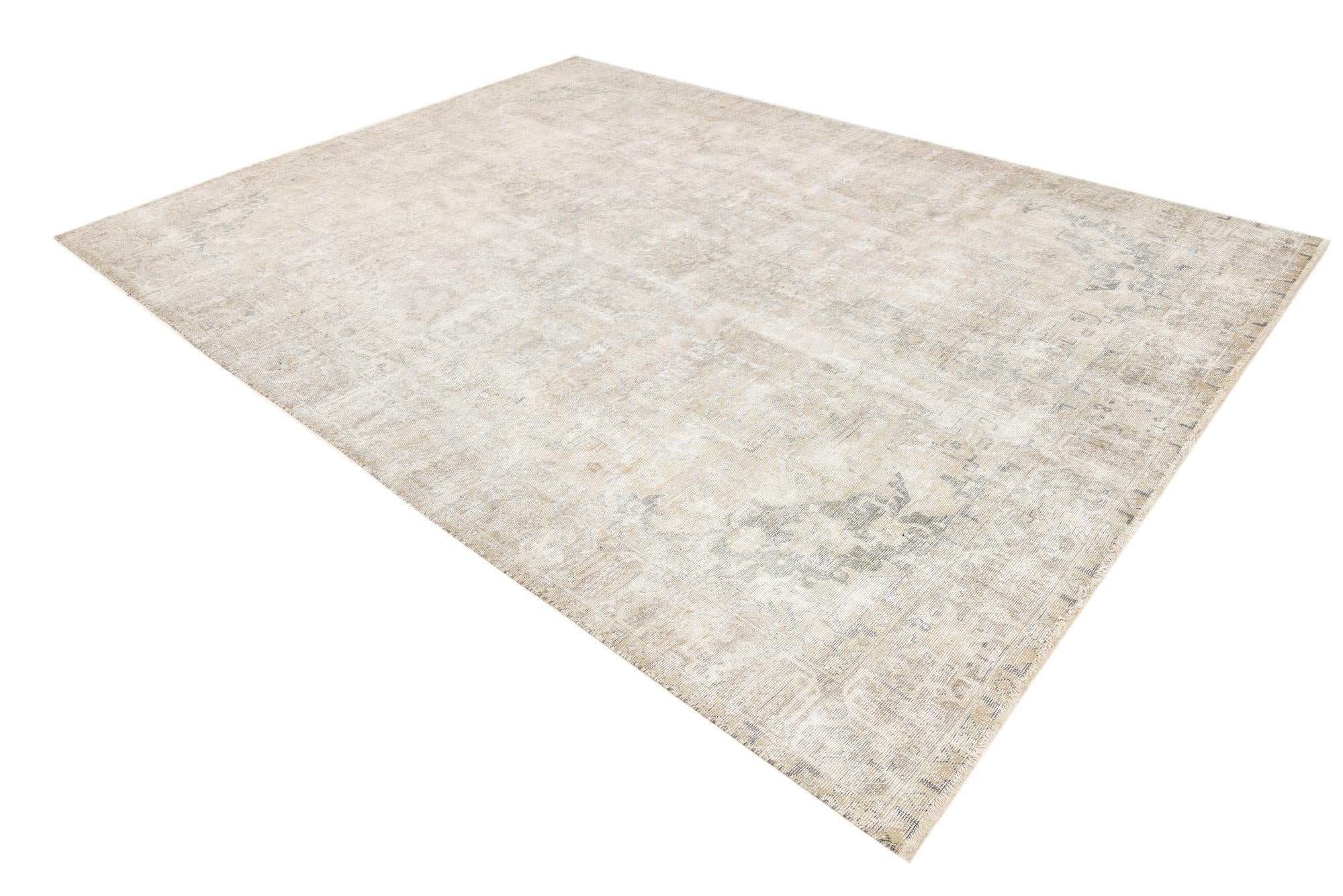 9' 8 x 12' 9 Hand Knotted Ultra Vintage Persian Wool Rug