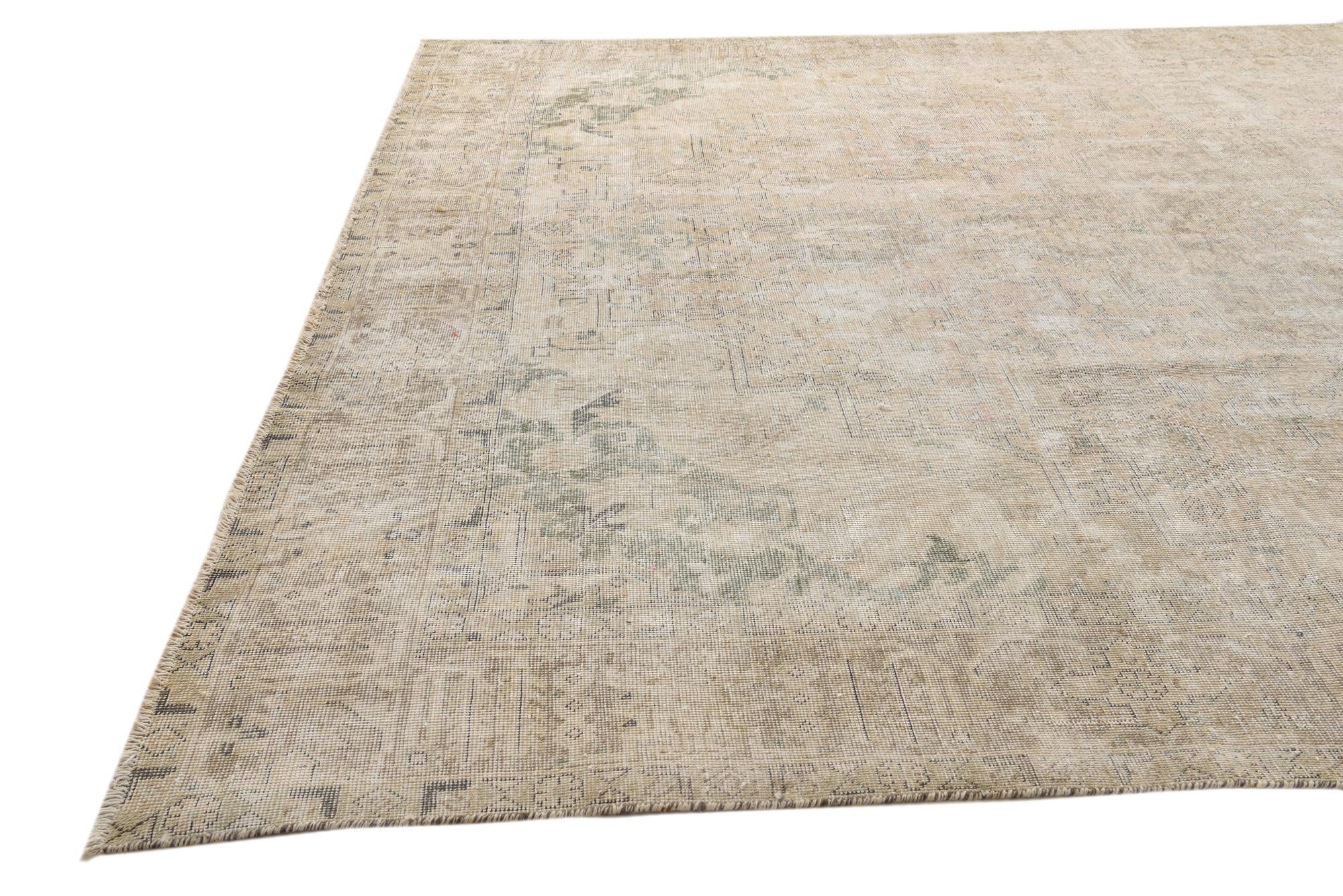 9' 8 x 12' 9 Hand Knotted Ultra Vintage Persian Wool Rug