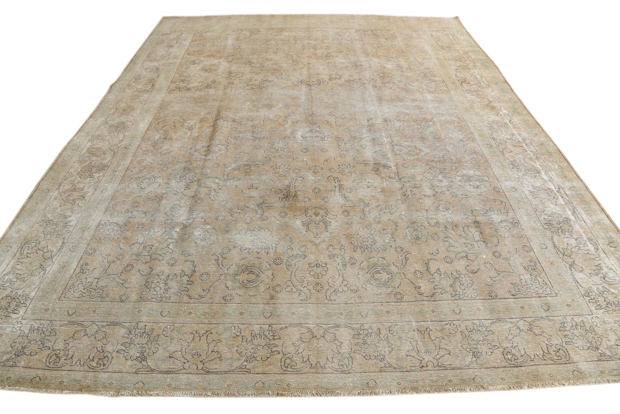 9' 10 x 13' Hand Knotted Ultra Vintage Persian Wool Rug
