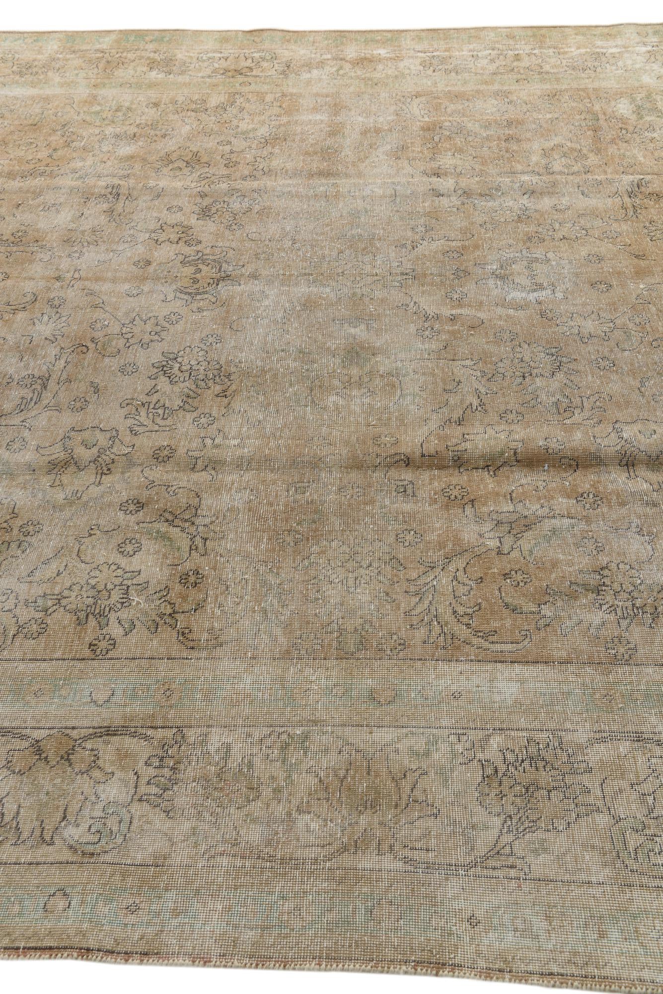 9' 10 x 13' Hand Knotted Ultra Vintage Persian Wool Rug