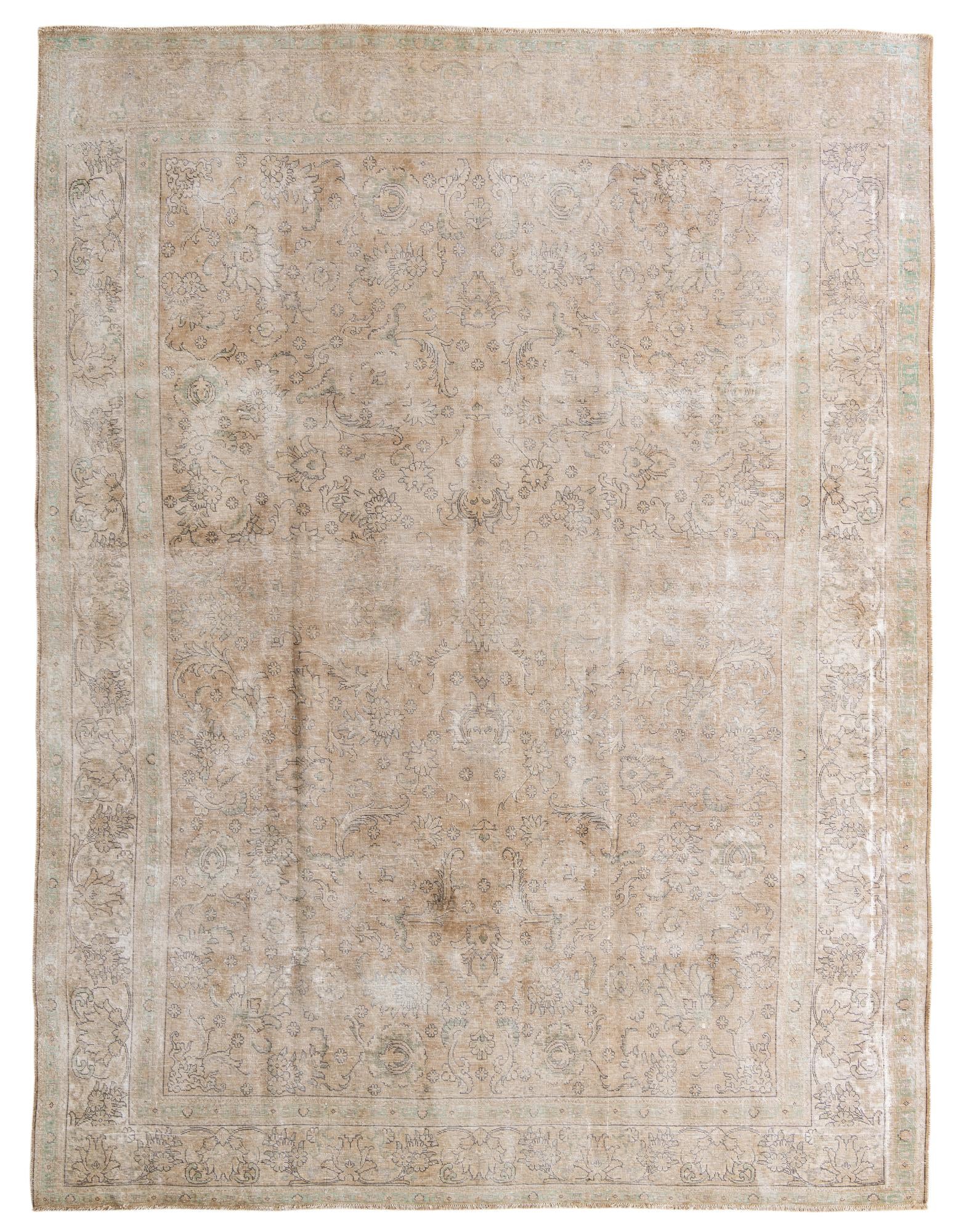 9' 10 x 13' Hand Knotted Ultra Vintage Persian Wool Rug