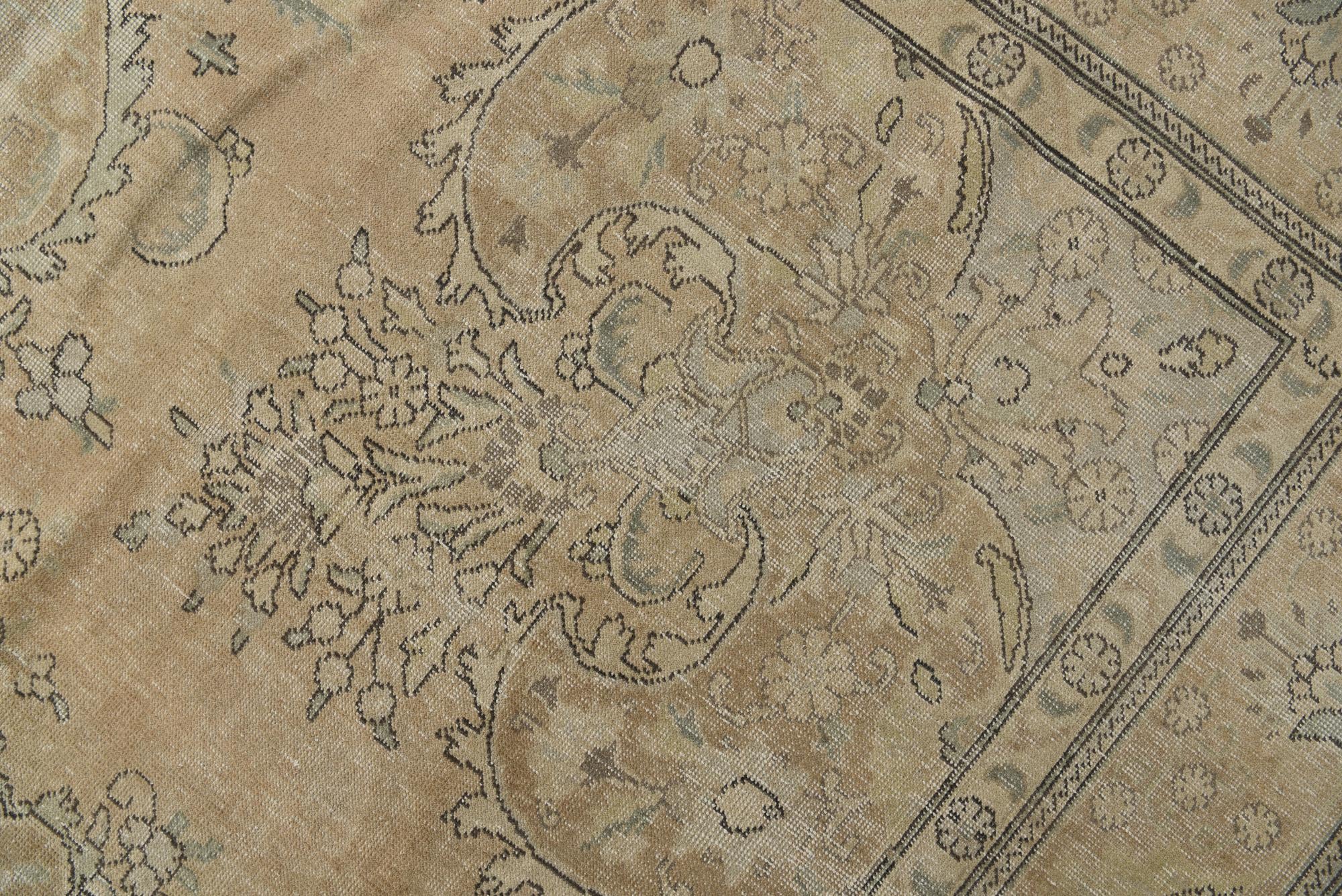 9' 5 x 12' 10 Hand Knotted Ultra Vintage Persian Wool Rug