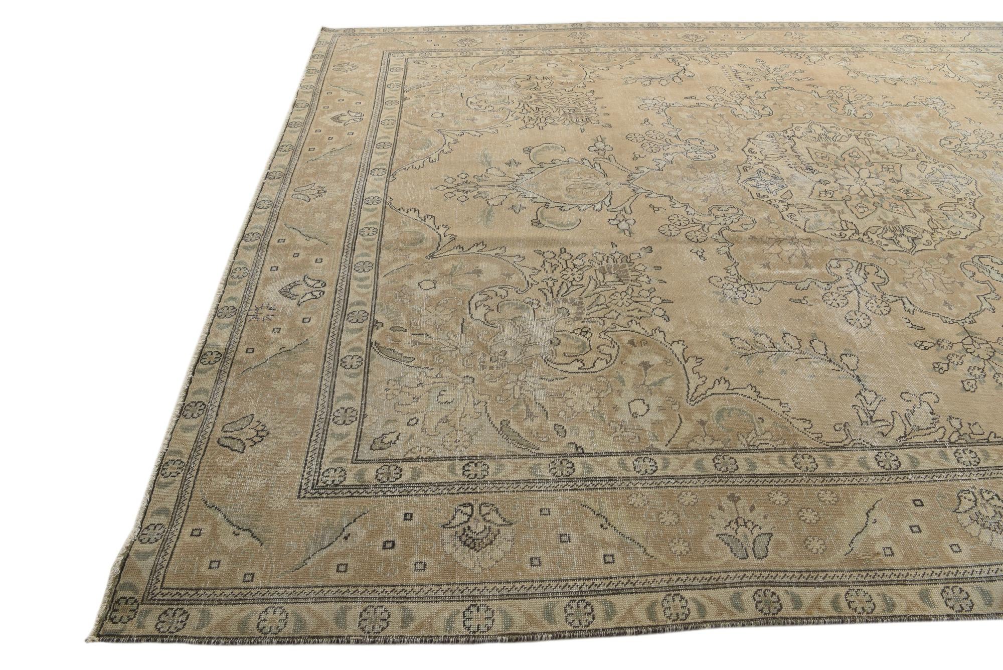 9' 5 x 12' 10 Hand Knotted Ultra Vintage Persian Wool Rug