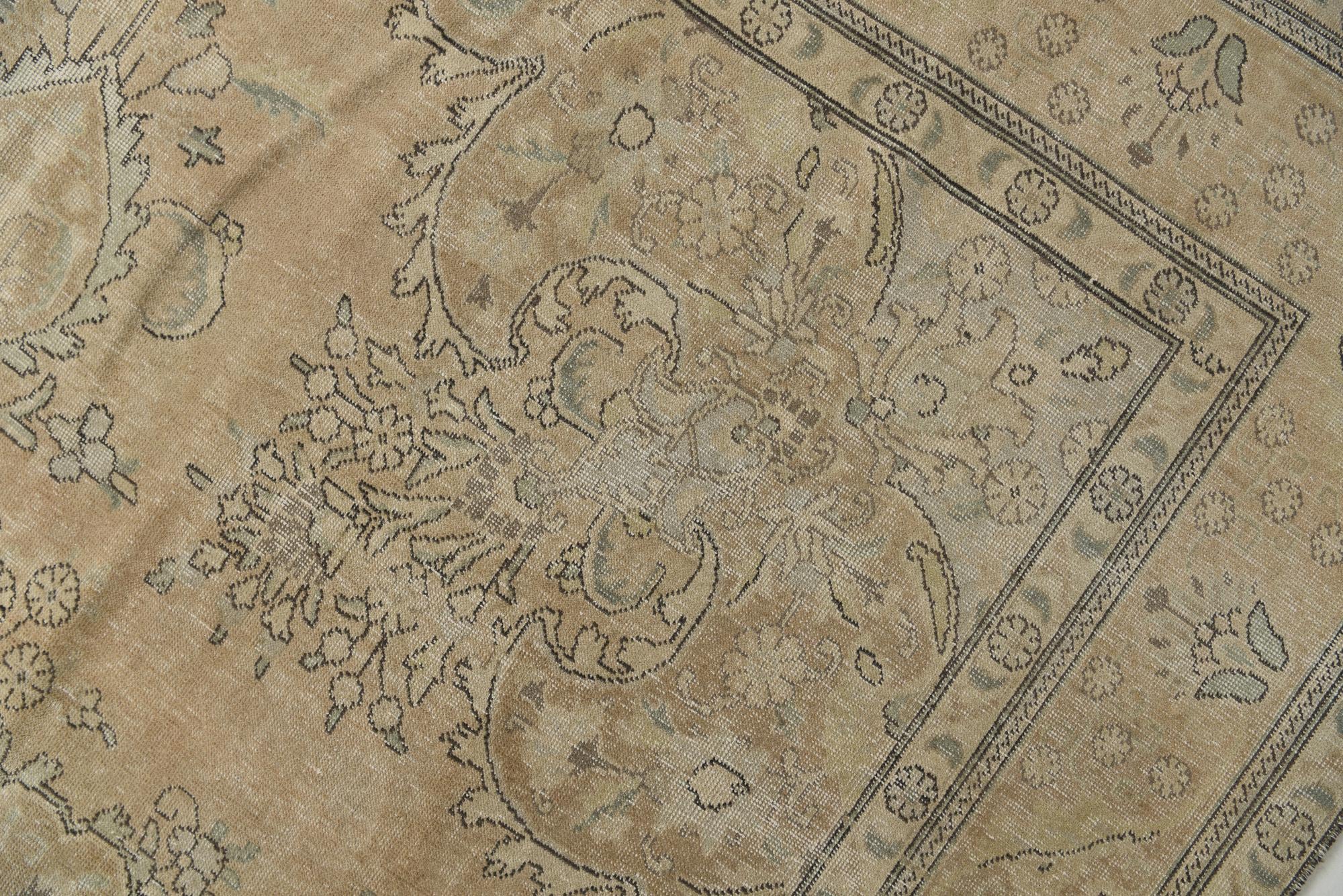 9' 5 x 12' 10 Hand Knotted Ultra Vintage Persian Wool Rug