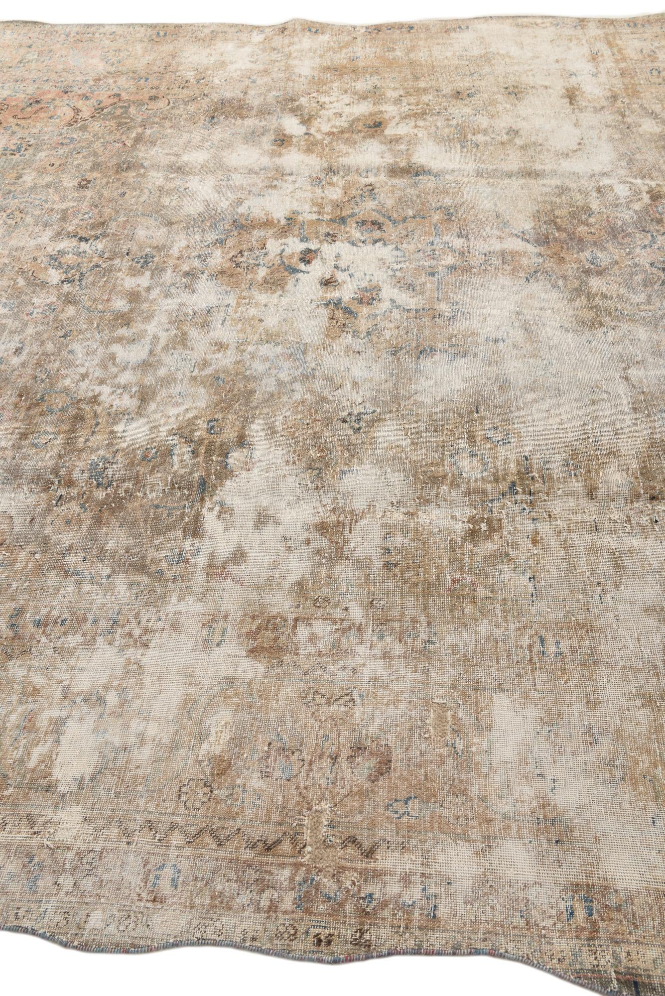 9' 8 x 12' 10 Hand Knotted Ultra Vintage Persian Wool Rug