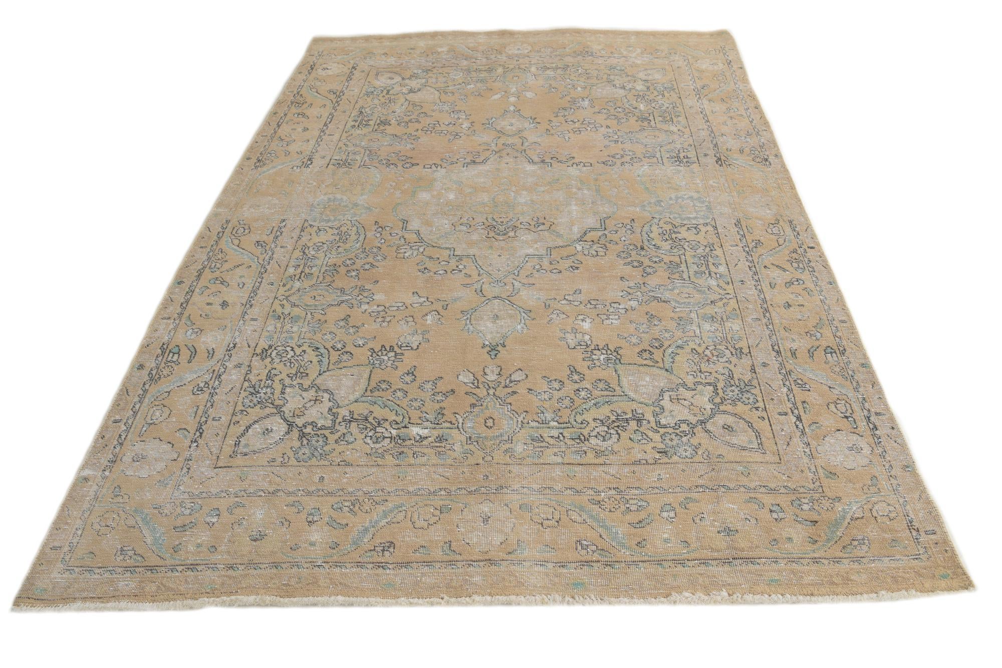 6' 9 x 9' 8 Hand Knotted Ultra Vintage Persian Wool Rug