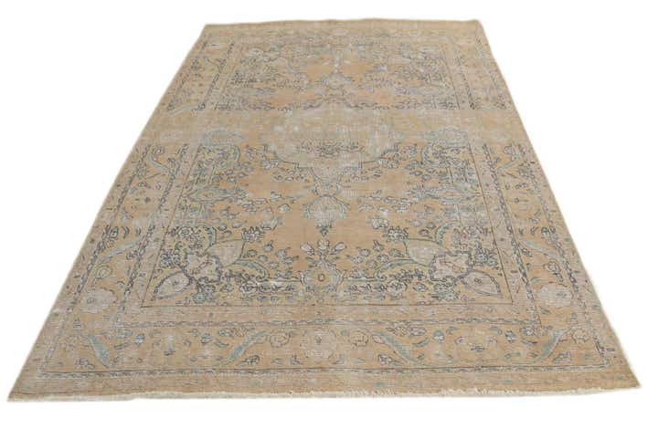 6' 9 x 9' 8 Hand Knotted Ultra Vintage Persian Wool Rug