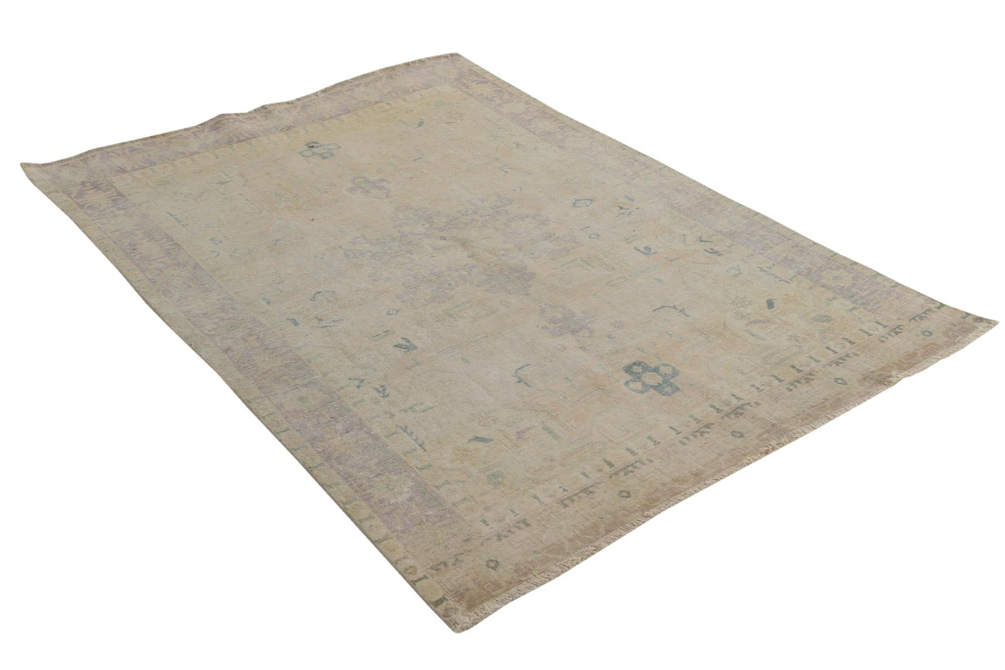 4' 5 x 6' 1 Hand Knotted Ultra Vintage Persian Wool Rug