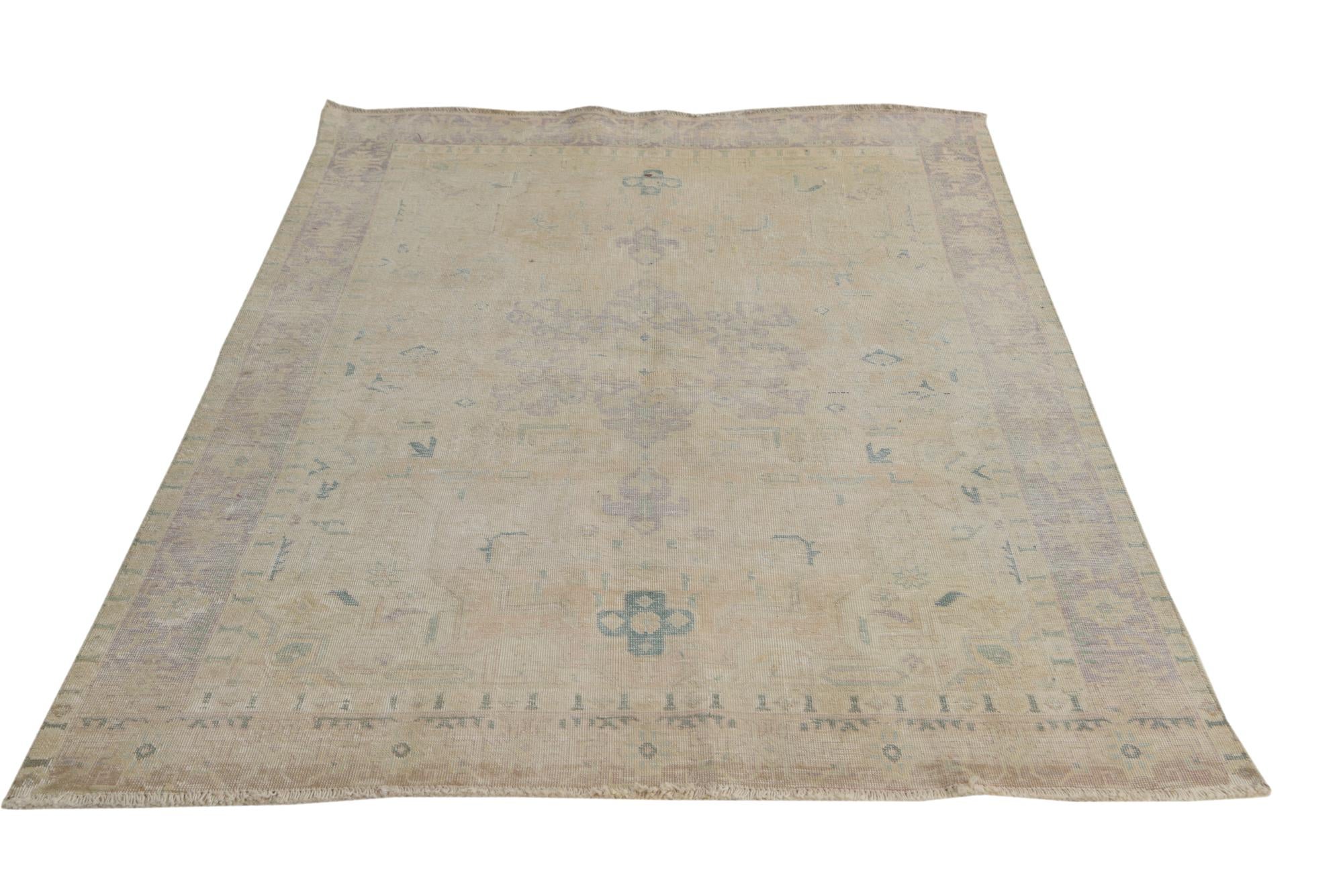 4' 5 x 6' 1 Hand Knotted Ultra Vintage Persian Wool Rug