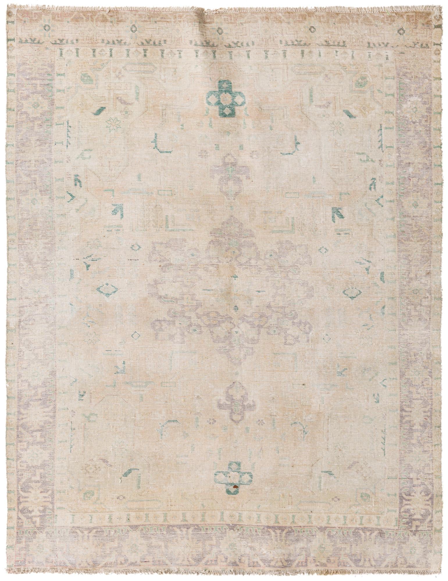 4' 5 x 6' 1 Hand Knotted Ultra Vintage Persian Wool Rug