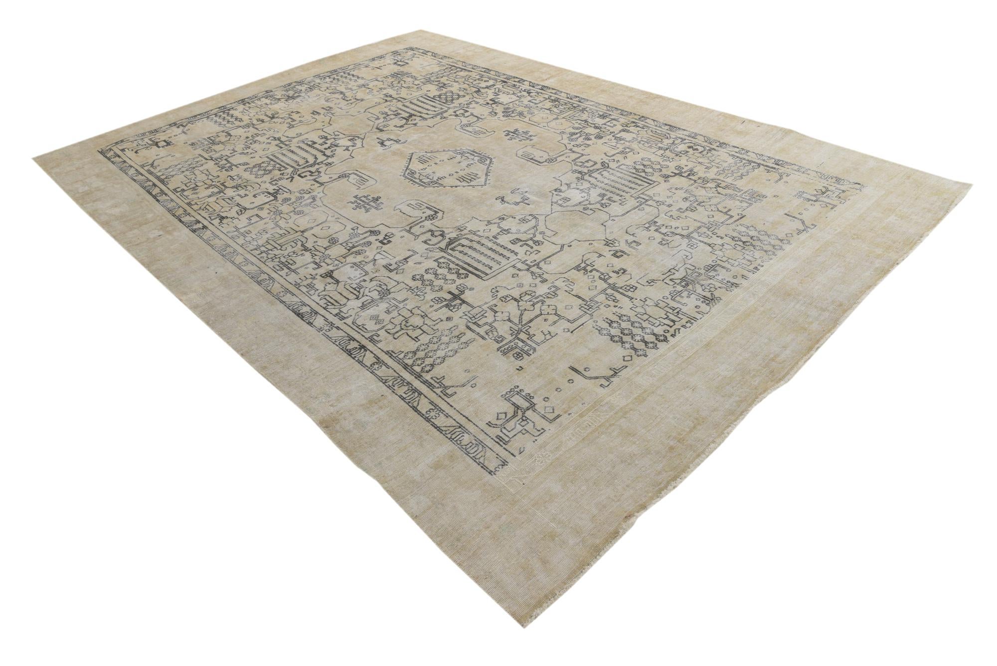 9' 1 x 12' 3 Hand Knotted Ultra Vintage Persian Wool Rug