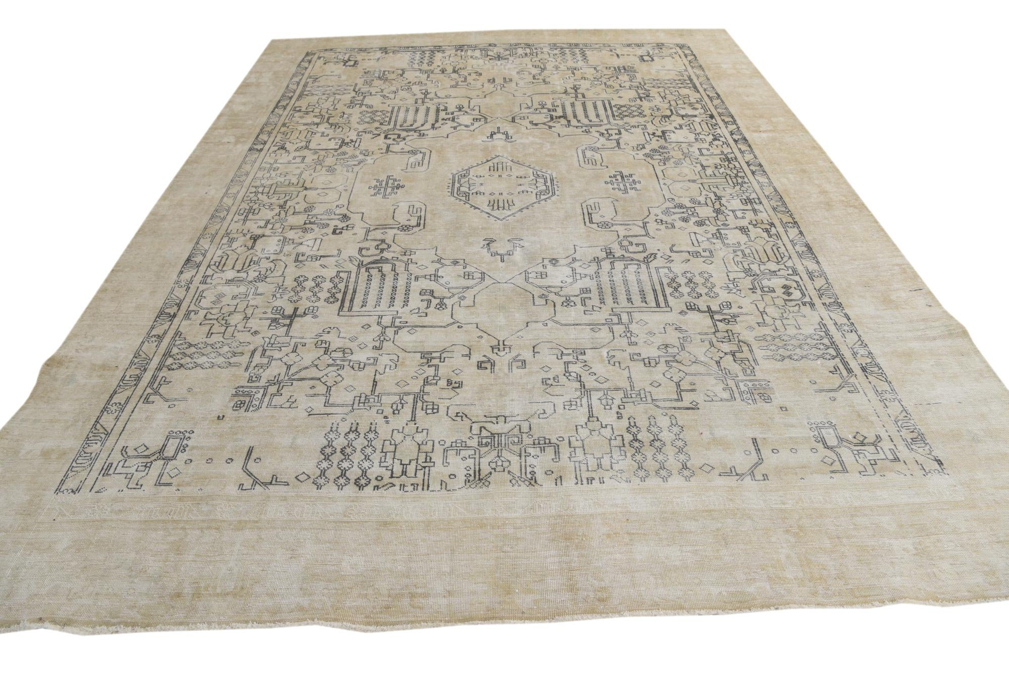 9' 1 x 12' 3 Hand Knotted Ultra Vintage Persian Wool Rug