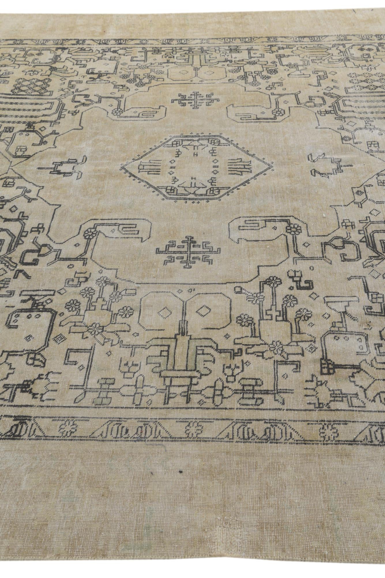 9' 1 x 12' 3 Hand Knotted Ultra Vintage Persian Wool Rug
