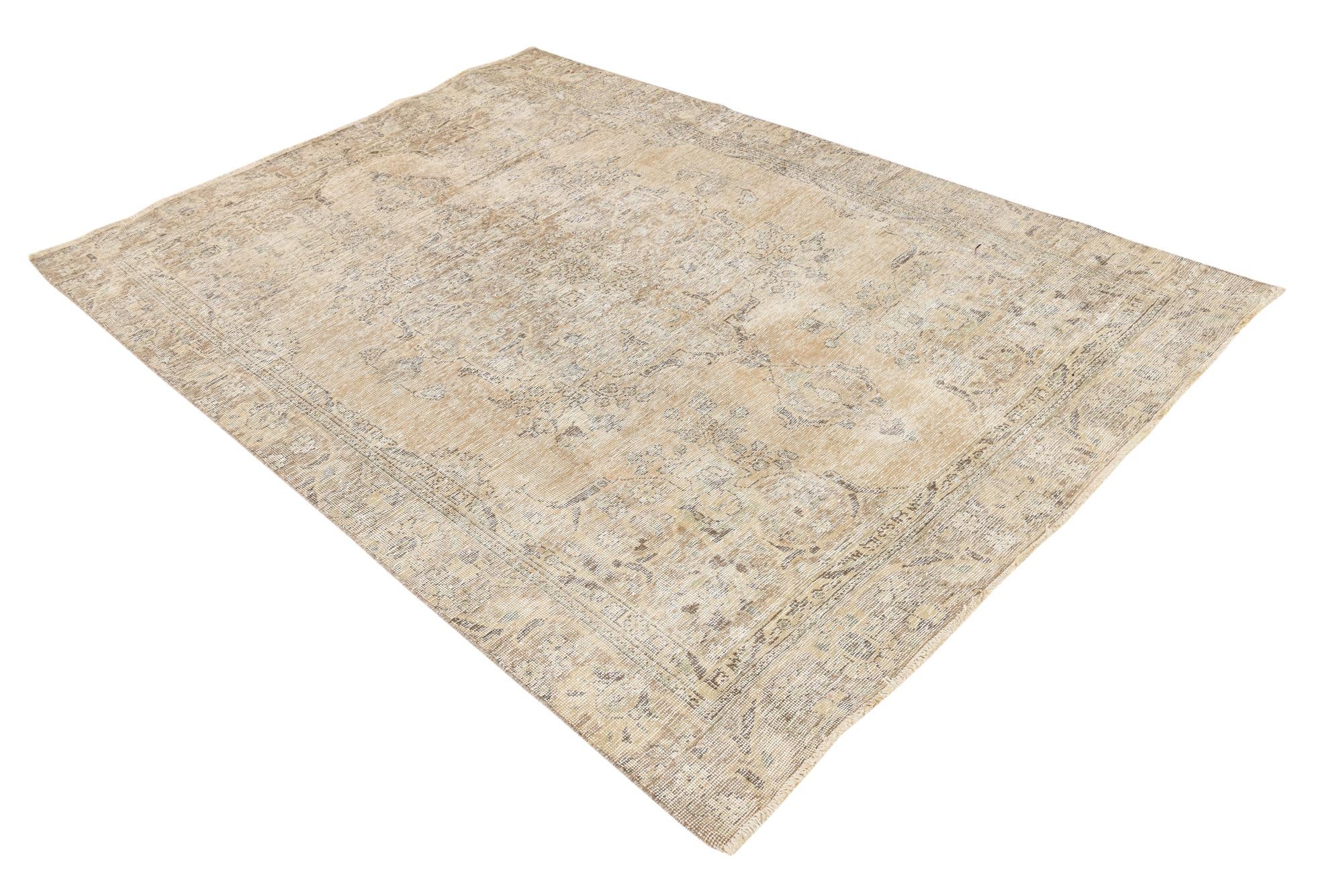 6' 1 x 8' 10 Hand Knotted Ultra Vintage Persian Wool Rug