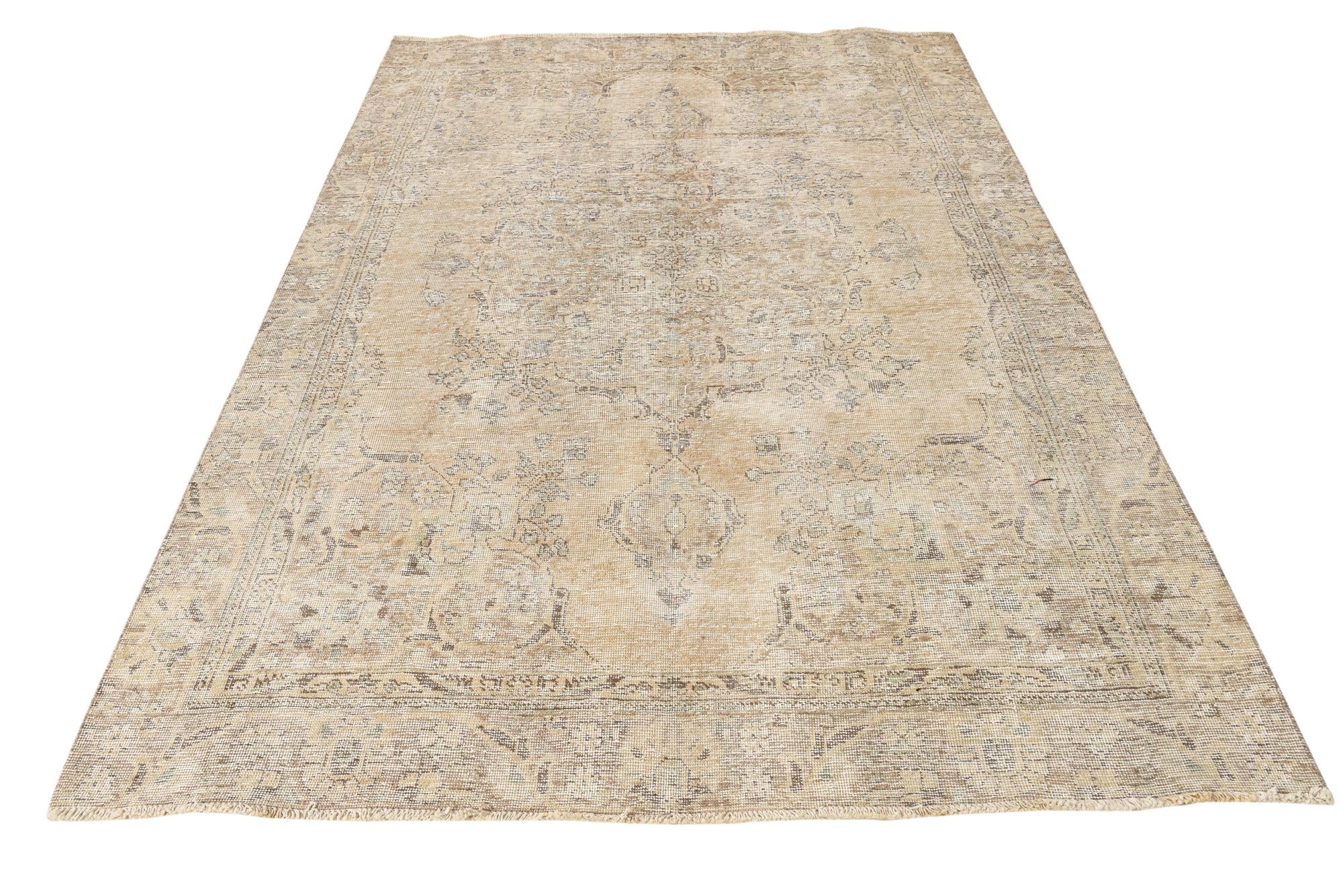6' 1 x 8' 10 Hand Knotted Ultra Vintage Persian Wool Rug