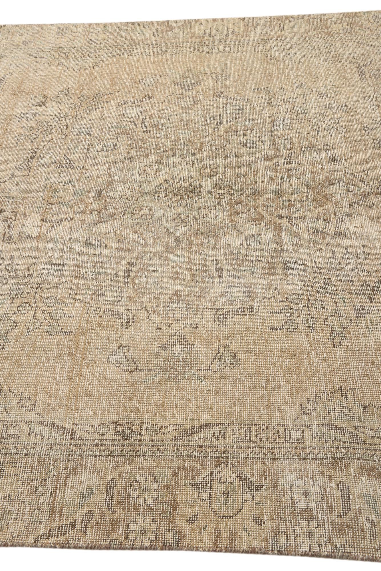 6' 1 x 8' 10 Hand Knotted Ultra Vintage Persian Wool Rug