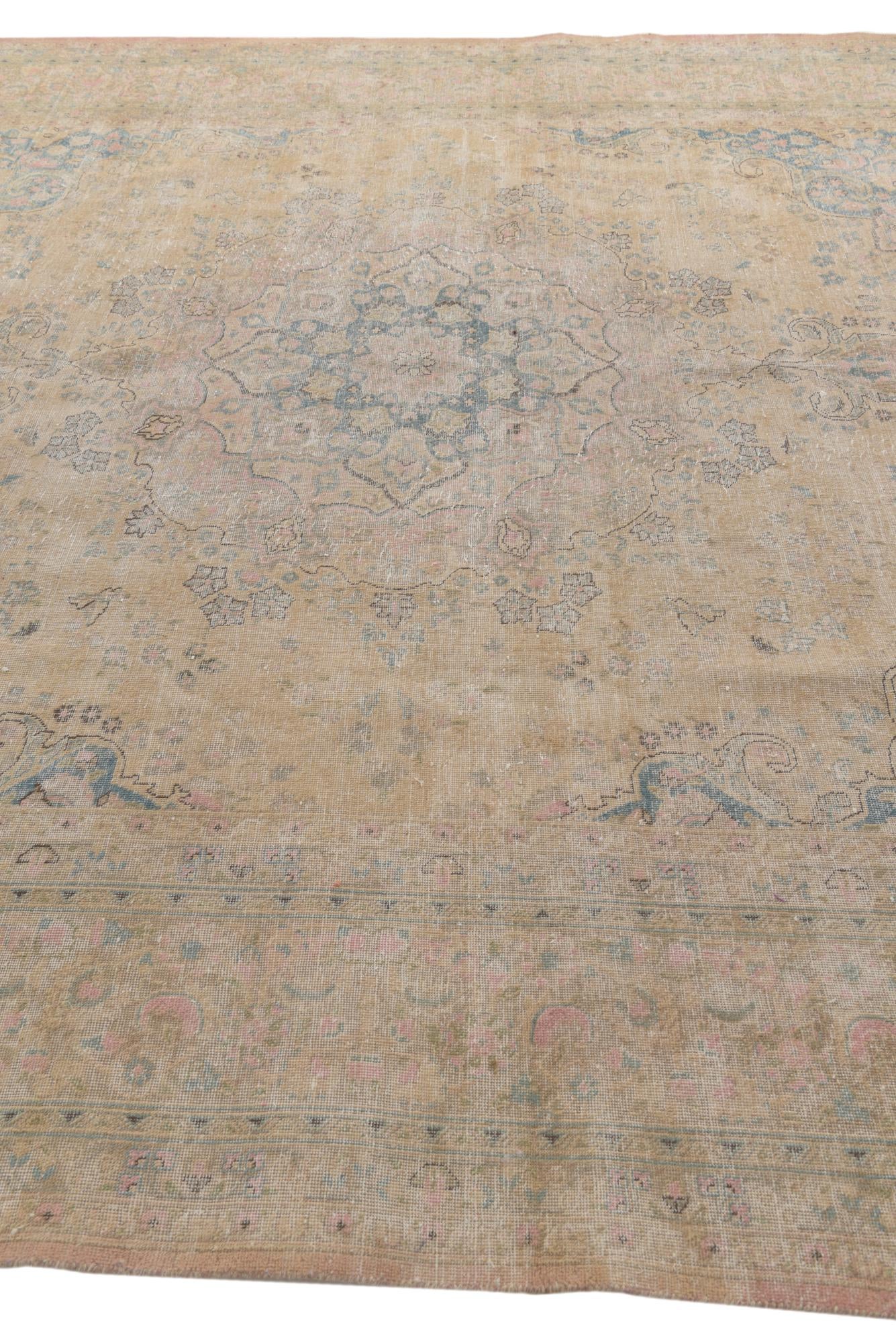 9' 8 x 12' 3 Hand Knotted Ultra Vintage Persian Wool Rug