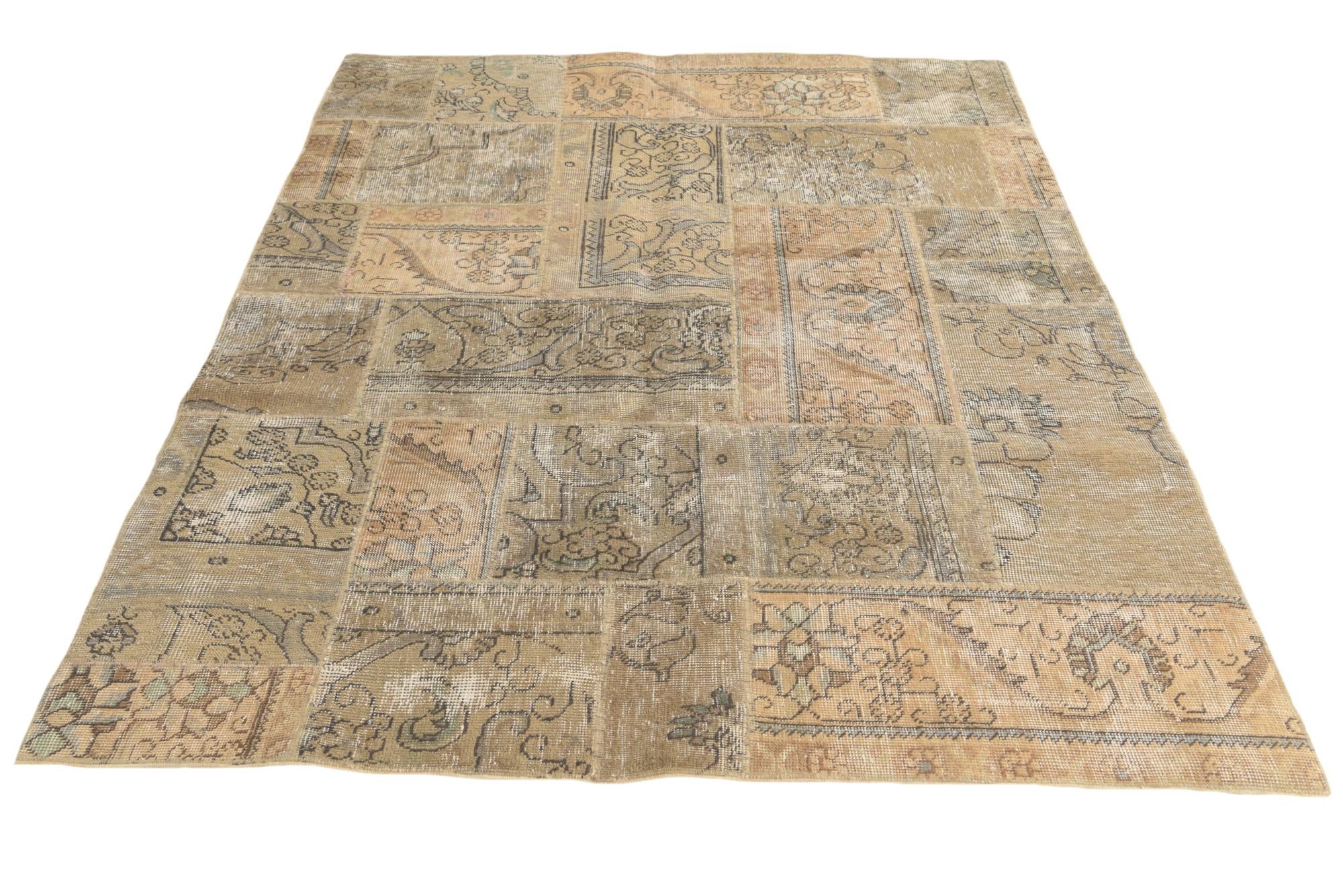 5' 1 x 6' 9 Hand Knotted Ultra Vintage Persian Wool Rug