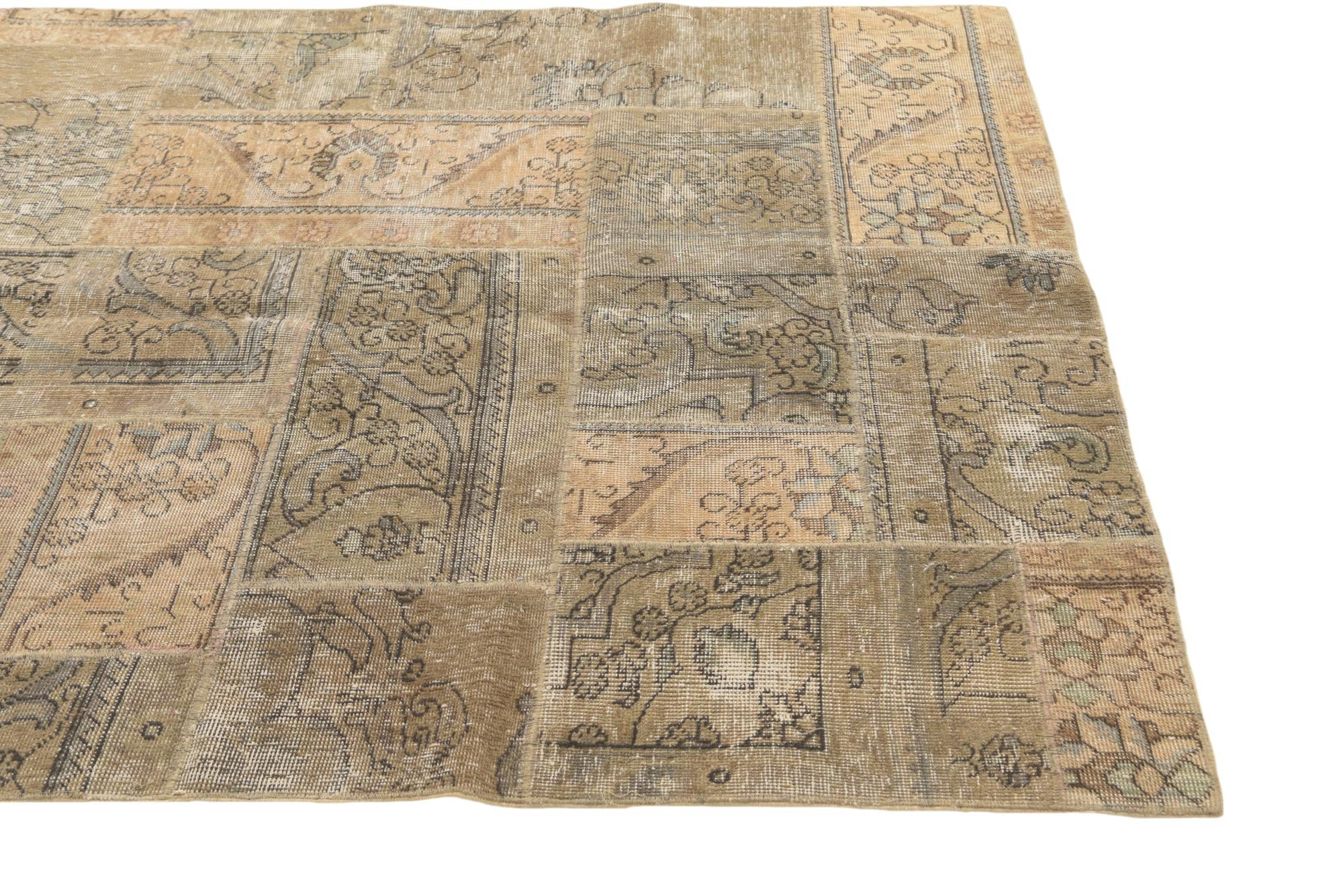 5' 1 x 6' 9 Hand Knotted Ultra Vintage Persian Wool Rug
