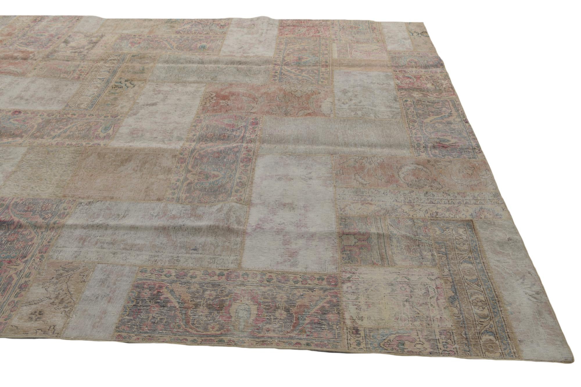 9' x 12' 5 Hand Knotted Ultra Vintage Persian Wool Rug