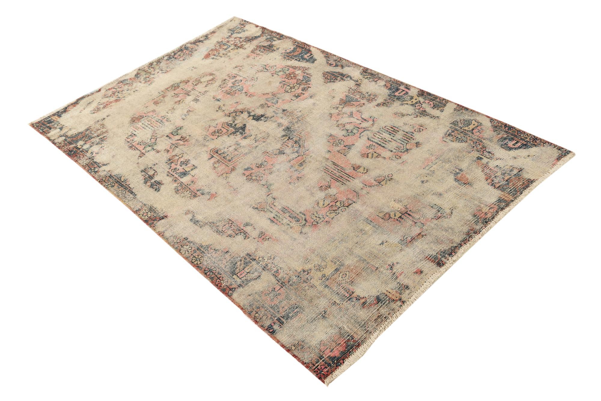 4' x 6' 3 Hand Knotted Ultra Vintage Persian Wool Rug