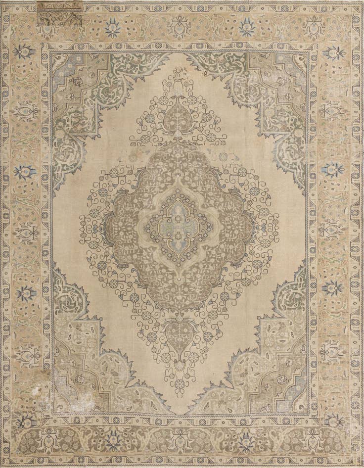 Detail image of 9' 7 x 12' 5 Hand Knotted Ultra Vintage Persian Wool Rug