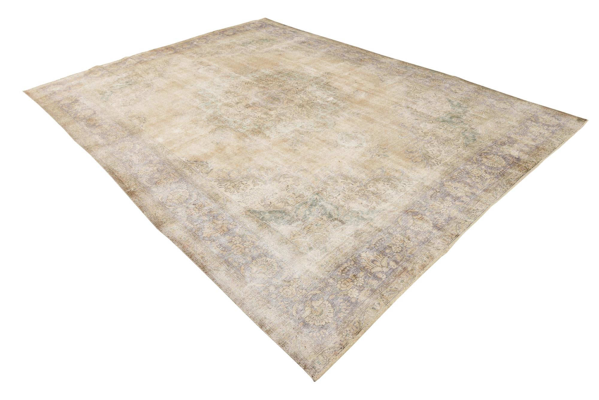 9' 3 x 12' 10 Hand Knotted Ultra Vintage Persian Wool Rug