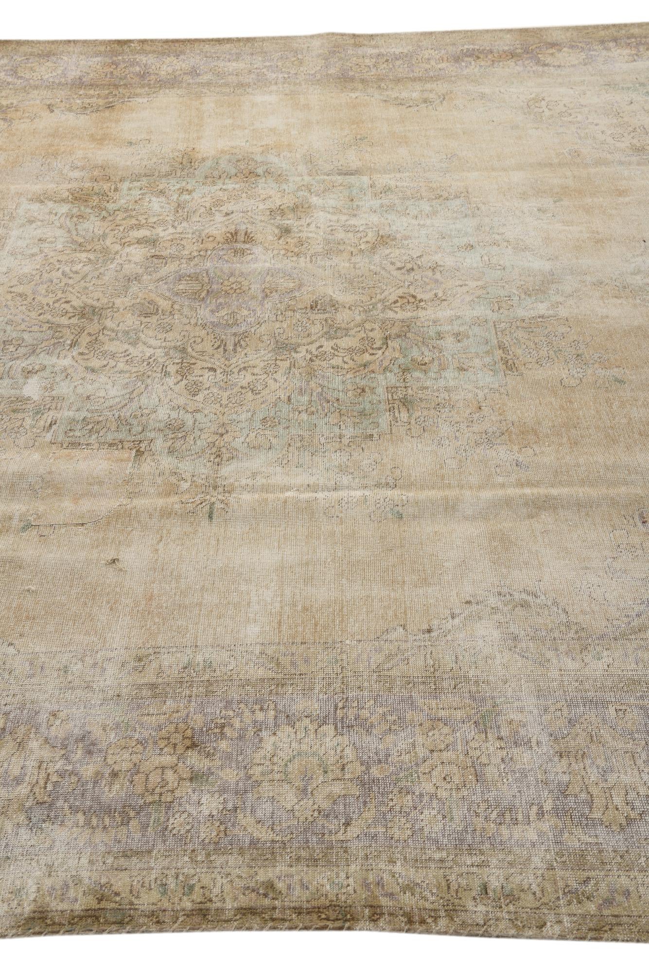 9' 3 x 12' 10 Hand Knotted Ultra Vintage Persian Wool Rug