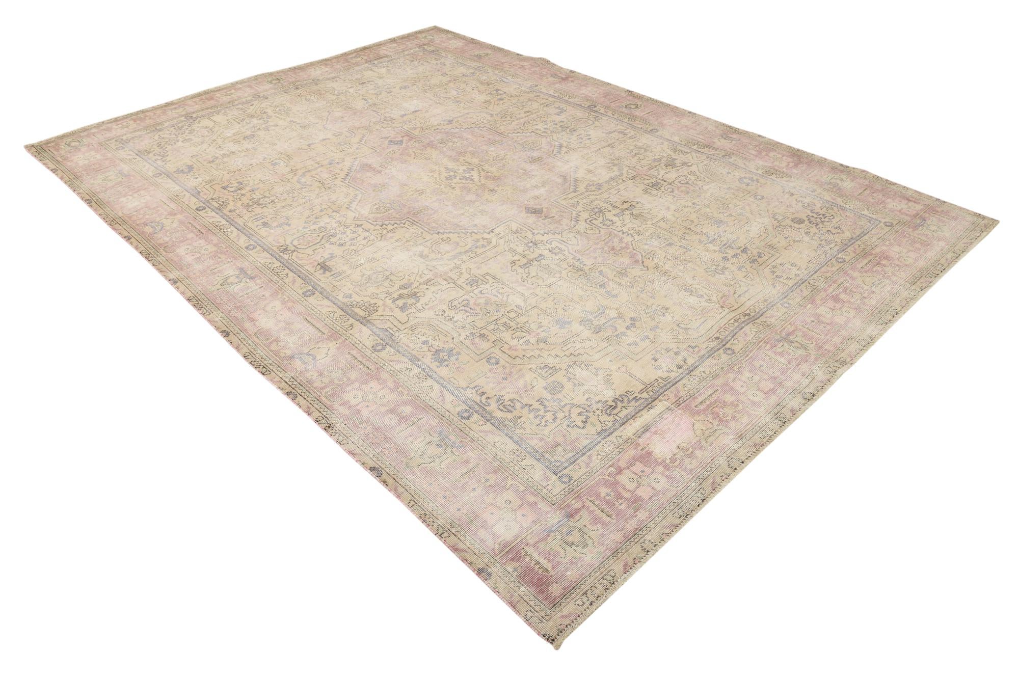 7' 9 x 10' 9 Hand Knotted Ultra Vintage Persian Wool Rug
