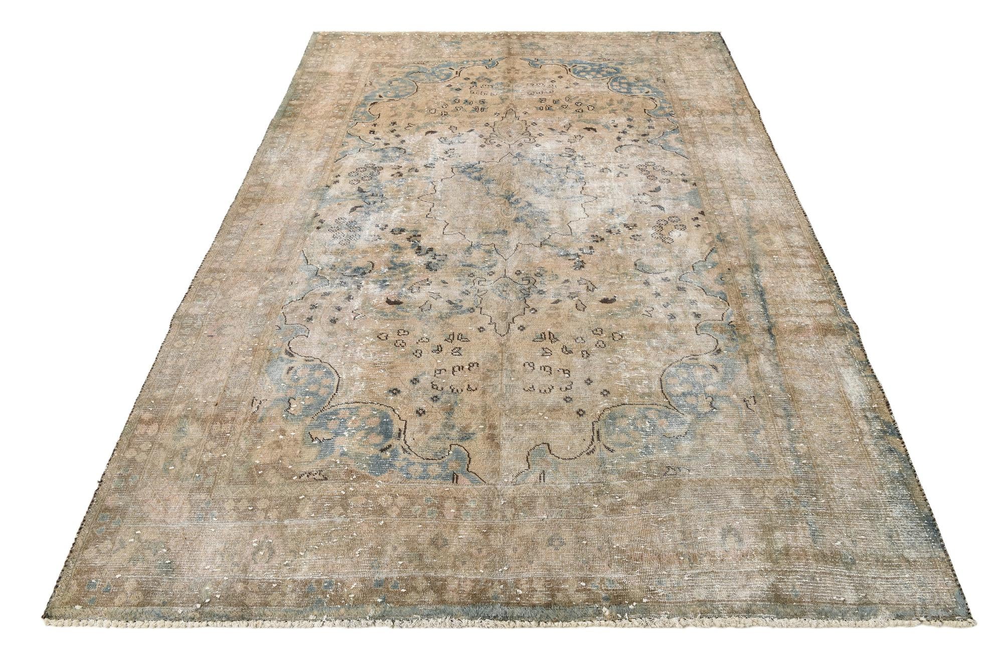 195cm x 280cm anudado a mano Ultra Vintage Alfombra Persa Lana