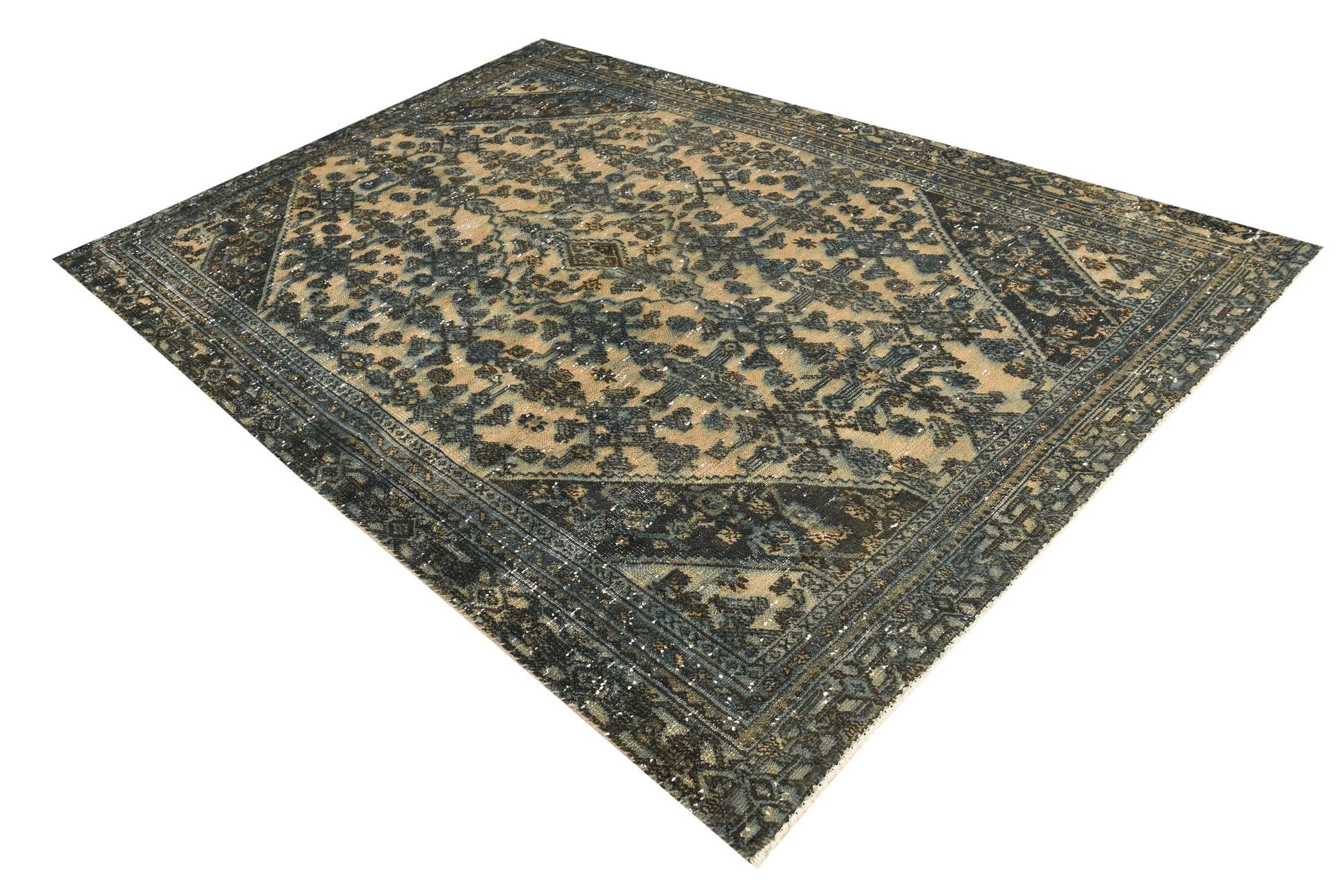 6' 8 x 9' 8 Hand Knotted Ultra Vintage Persian Wool Rug