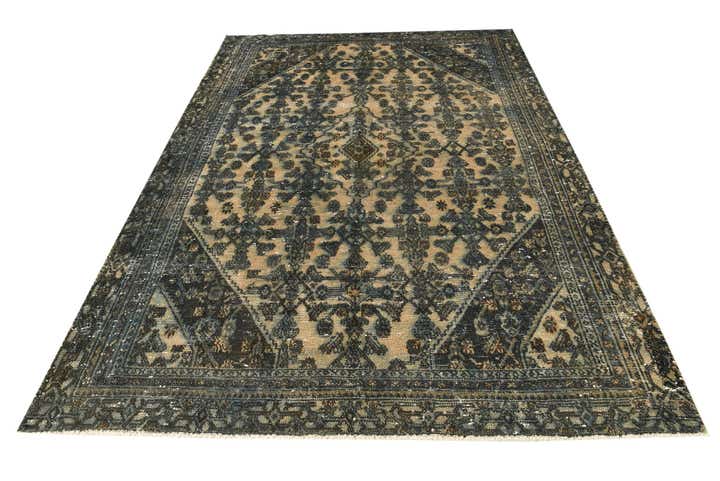 6' 8 x 9' 8 Hand Knotted Ultra Vintage Persian Wool Rug