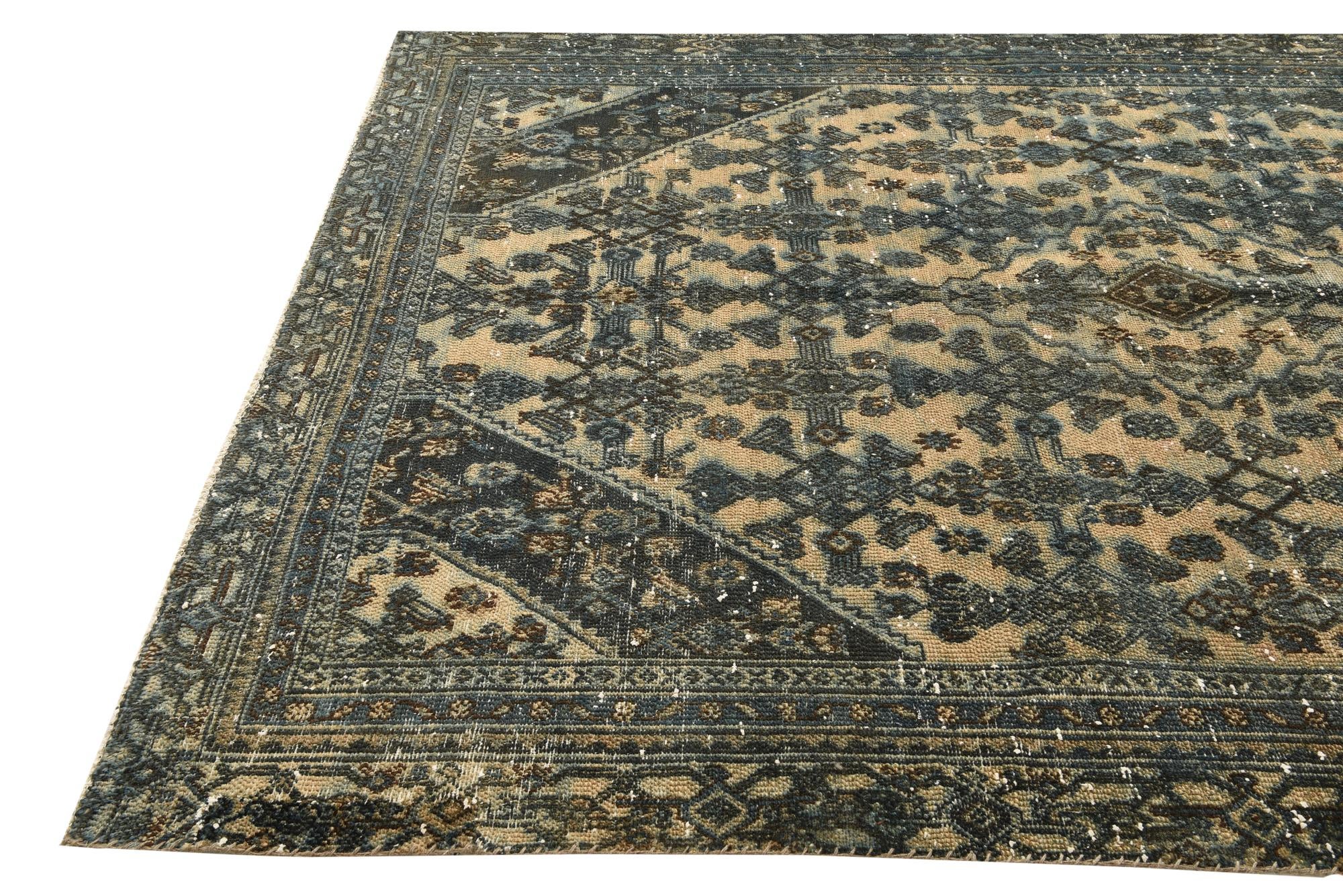 6' 8 x 9' 8 Hand Knotted Ultra Vintage Persian Wool Rug
