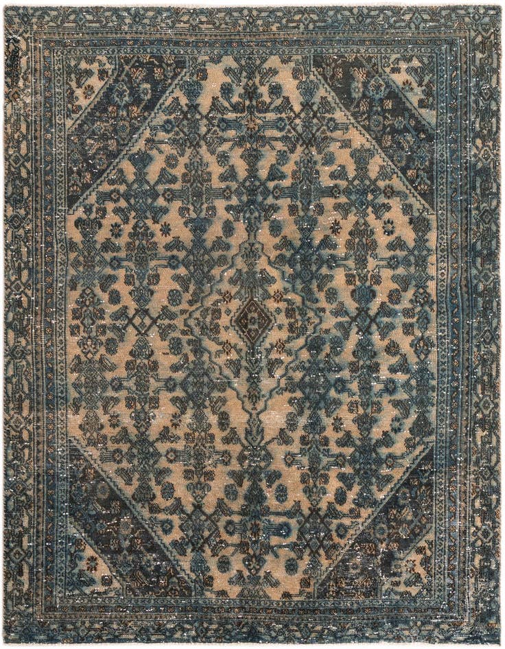 Detail image of 6' 8 x 9' 8 Hand Knotted Ultra Vintage Persian Wool Rug