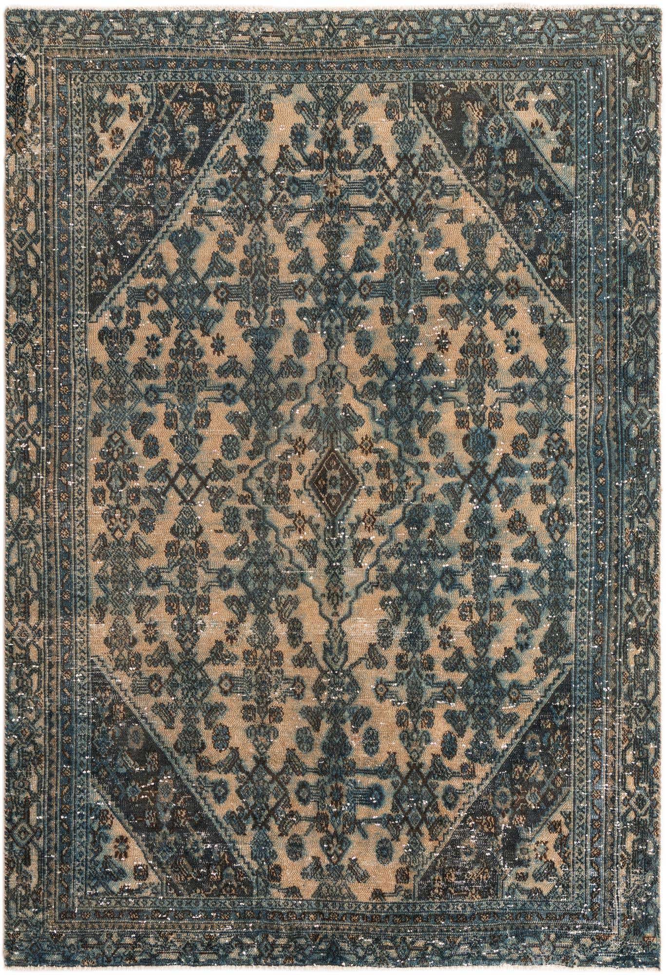 6' 8 x 9' 8 Hand Knotted Ultra Vintage Persian Wool Rug