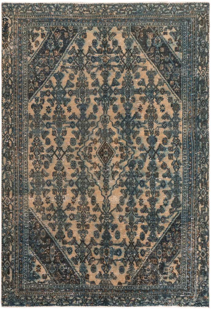 6' 8 x 9' 8 Hand Knotted Ultra Vintage Persian Wool Rug