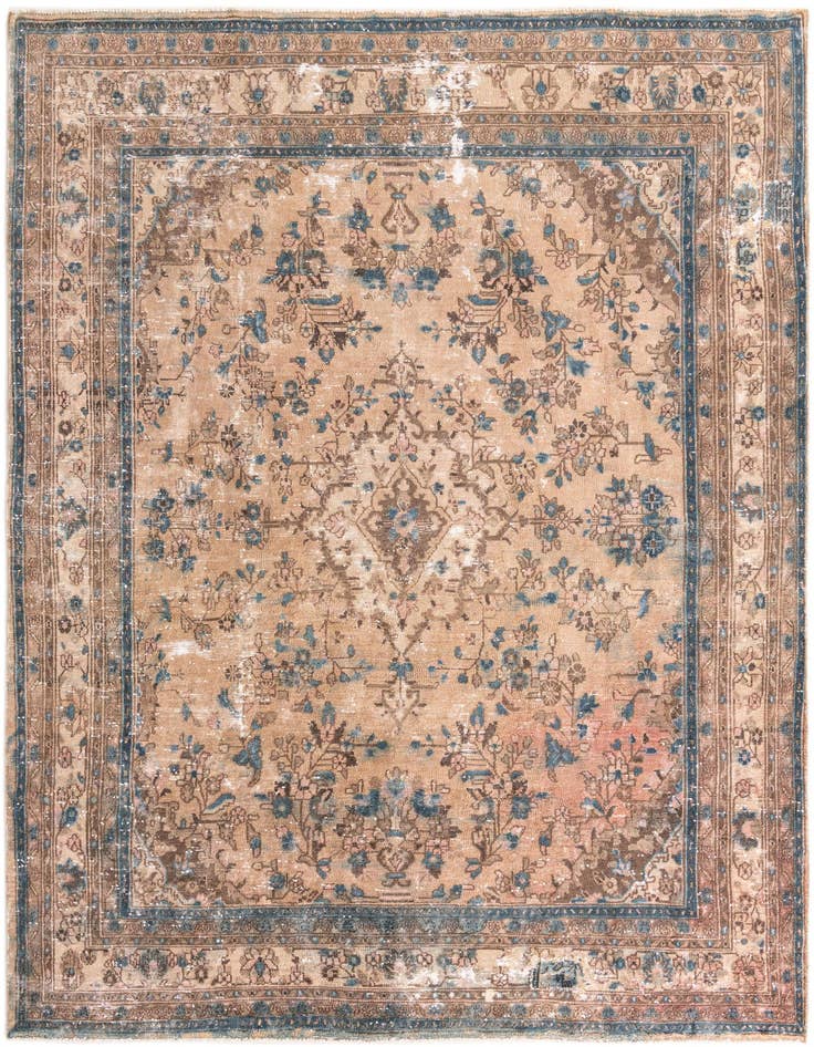 Detail image of 8' 8 x 12' 2 Hand Knotted Ultra Vintage Persian Wool Rug