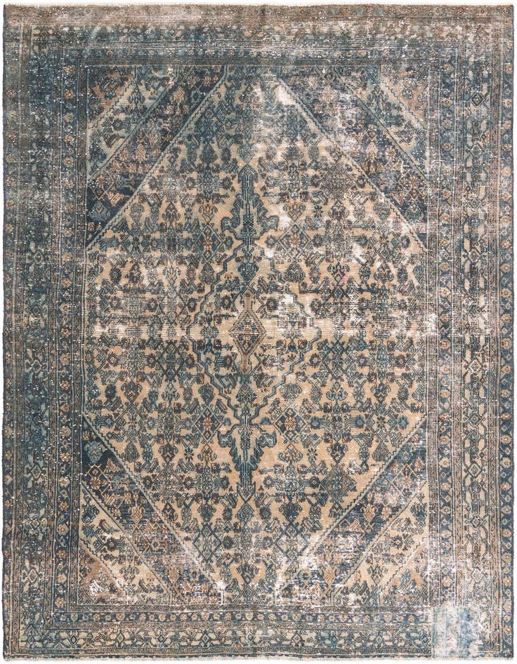 Detail image of 7' 6 x 11' 4 Hand Knotted Ultra Vintage Persian Wool Rug