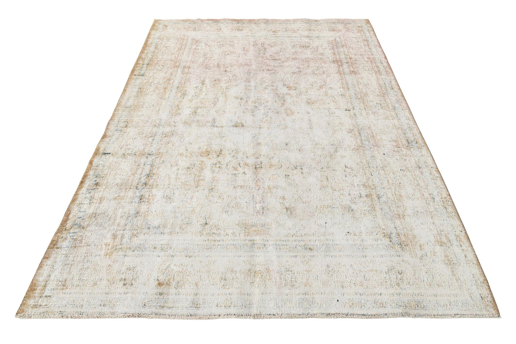 6' 4 x 9' 2 Hand Knotted Ultra Vintage Persian Wool Rug